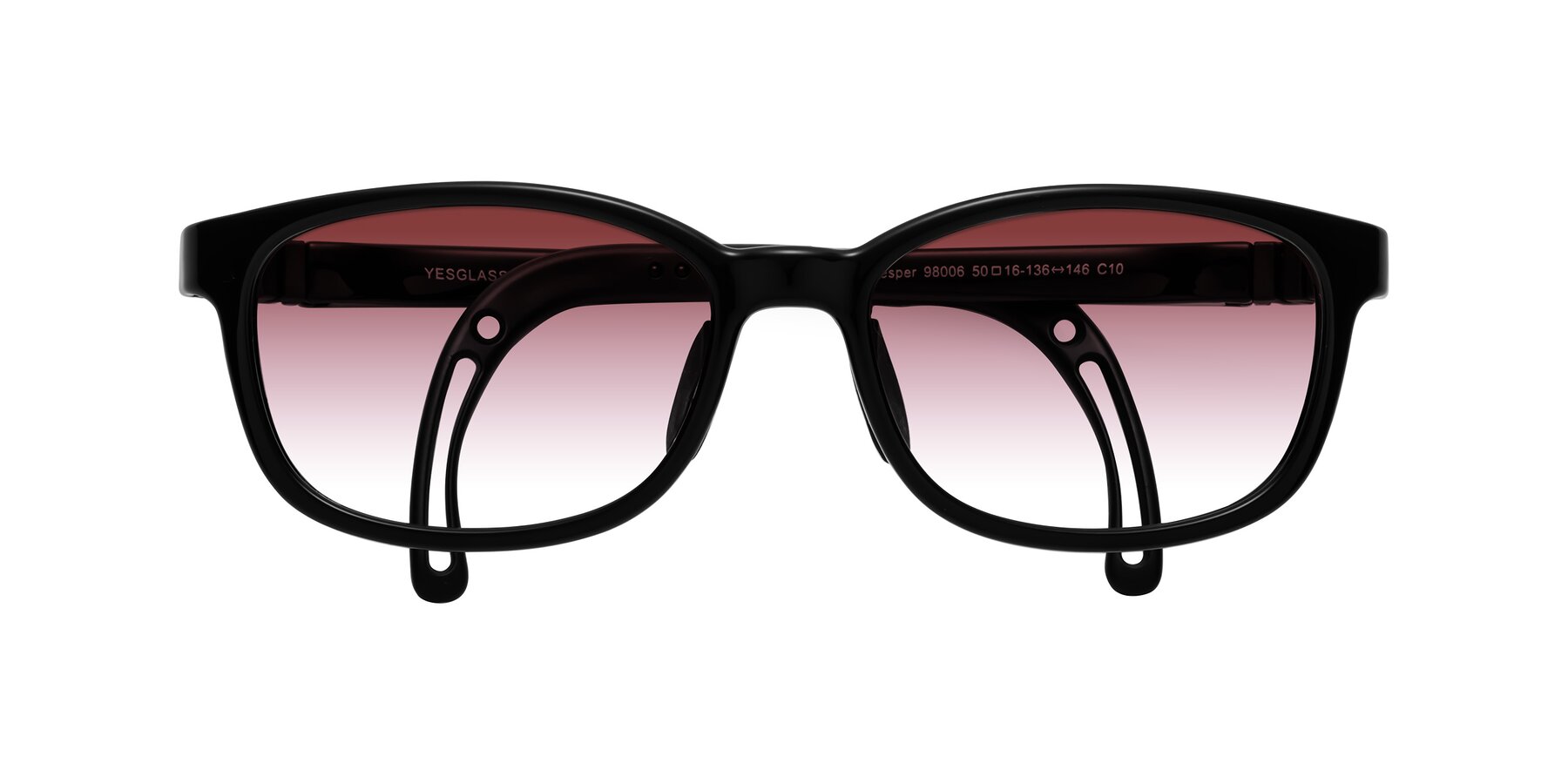 Folded Front of Hesper in Ninja Black with Garnet Gradient Lenses