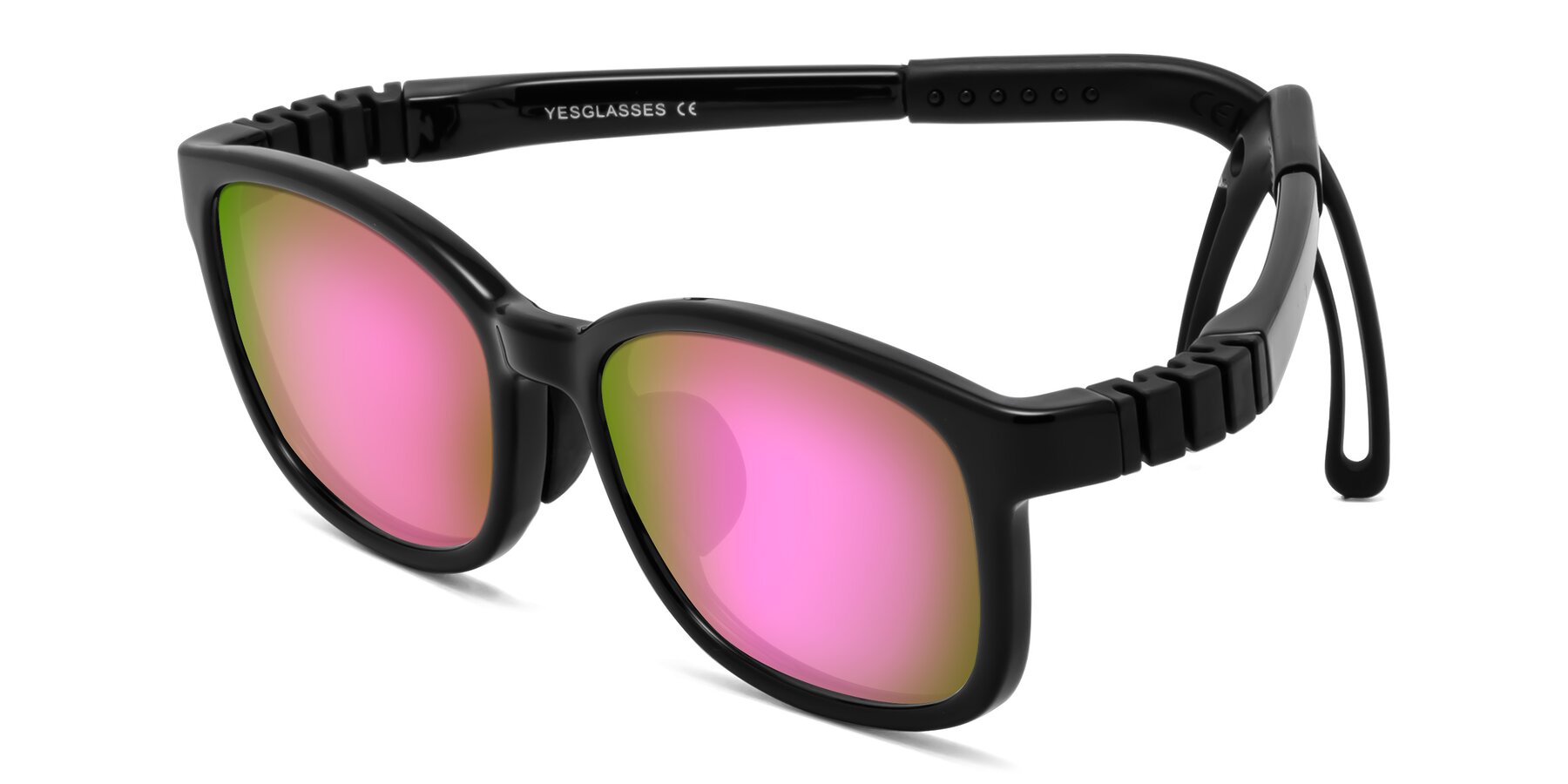 Angle of Hesper in Ninja Black with Pink Mirrored Lenses