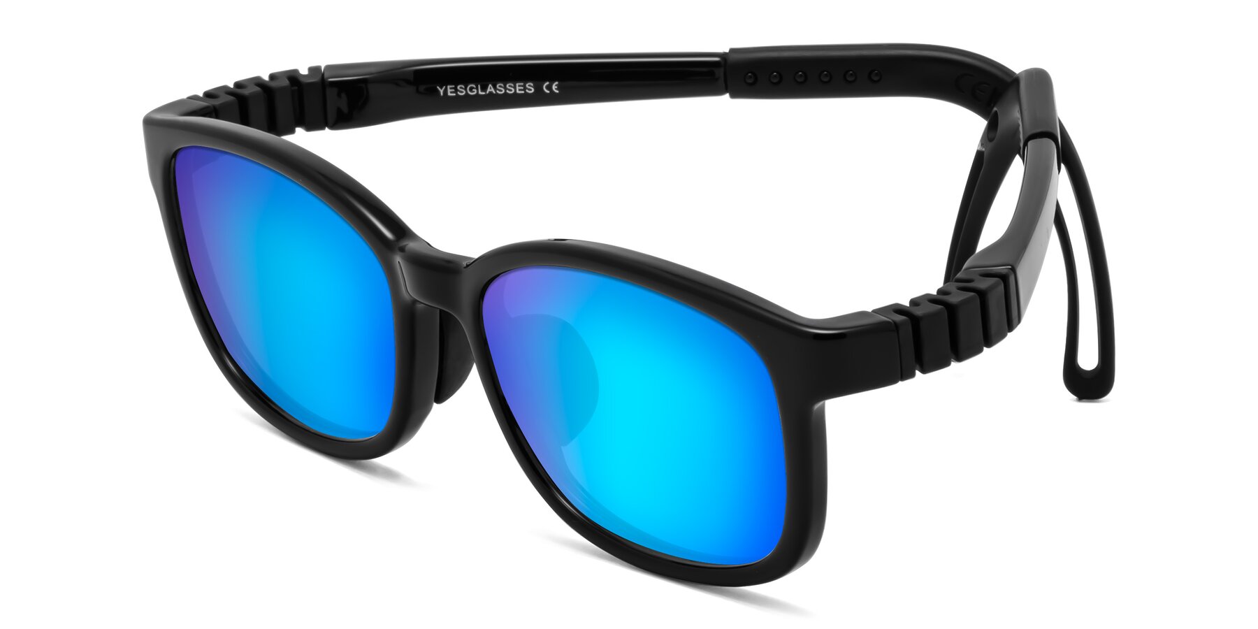 Angle of Hesper in Ninja Black with Blue Mirrored Lenses