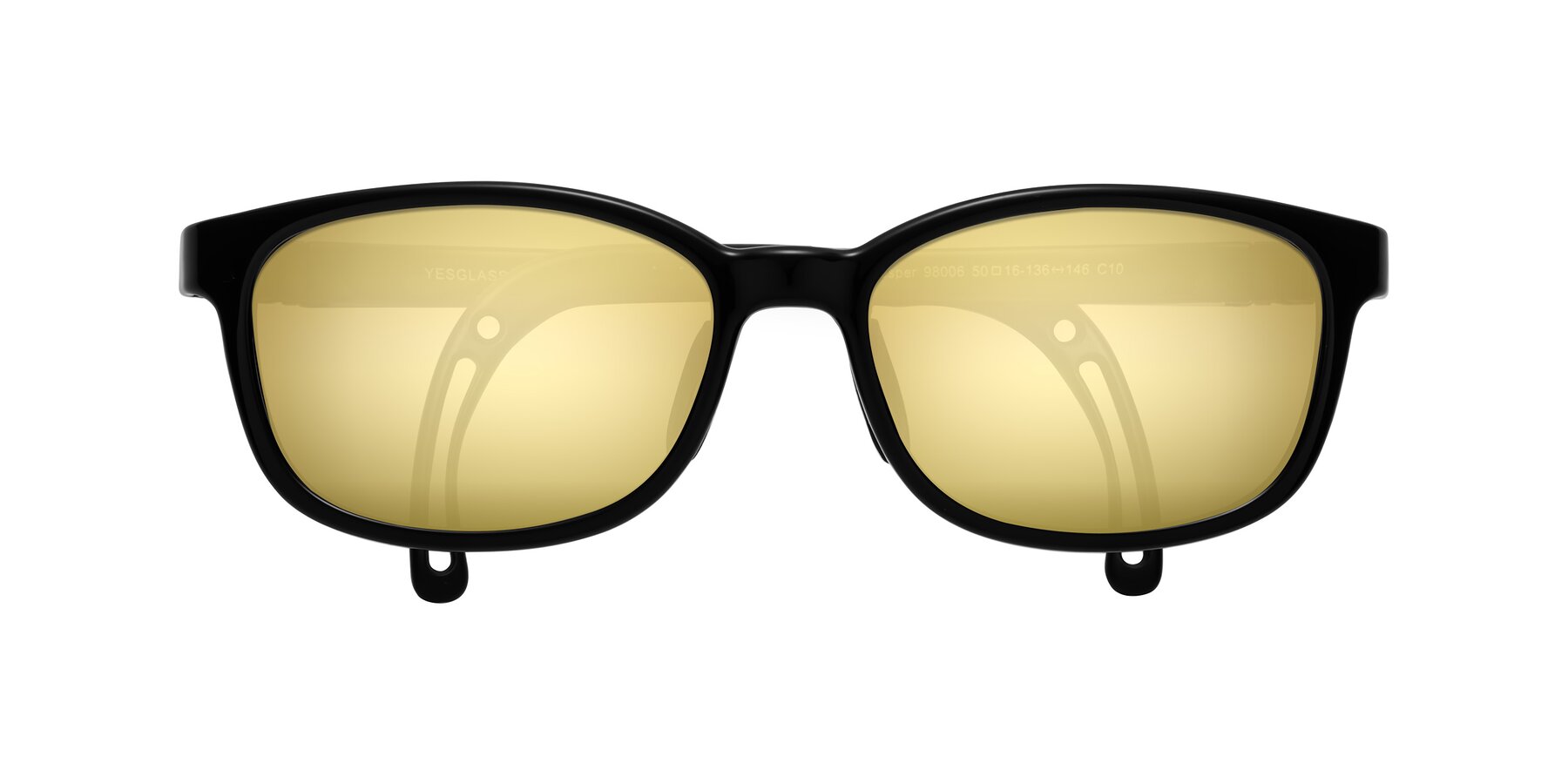 Folded Front of Hesper in Ninja Black with Gold Mirrored Lenses