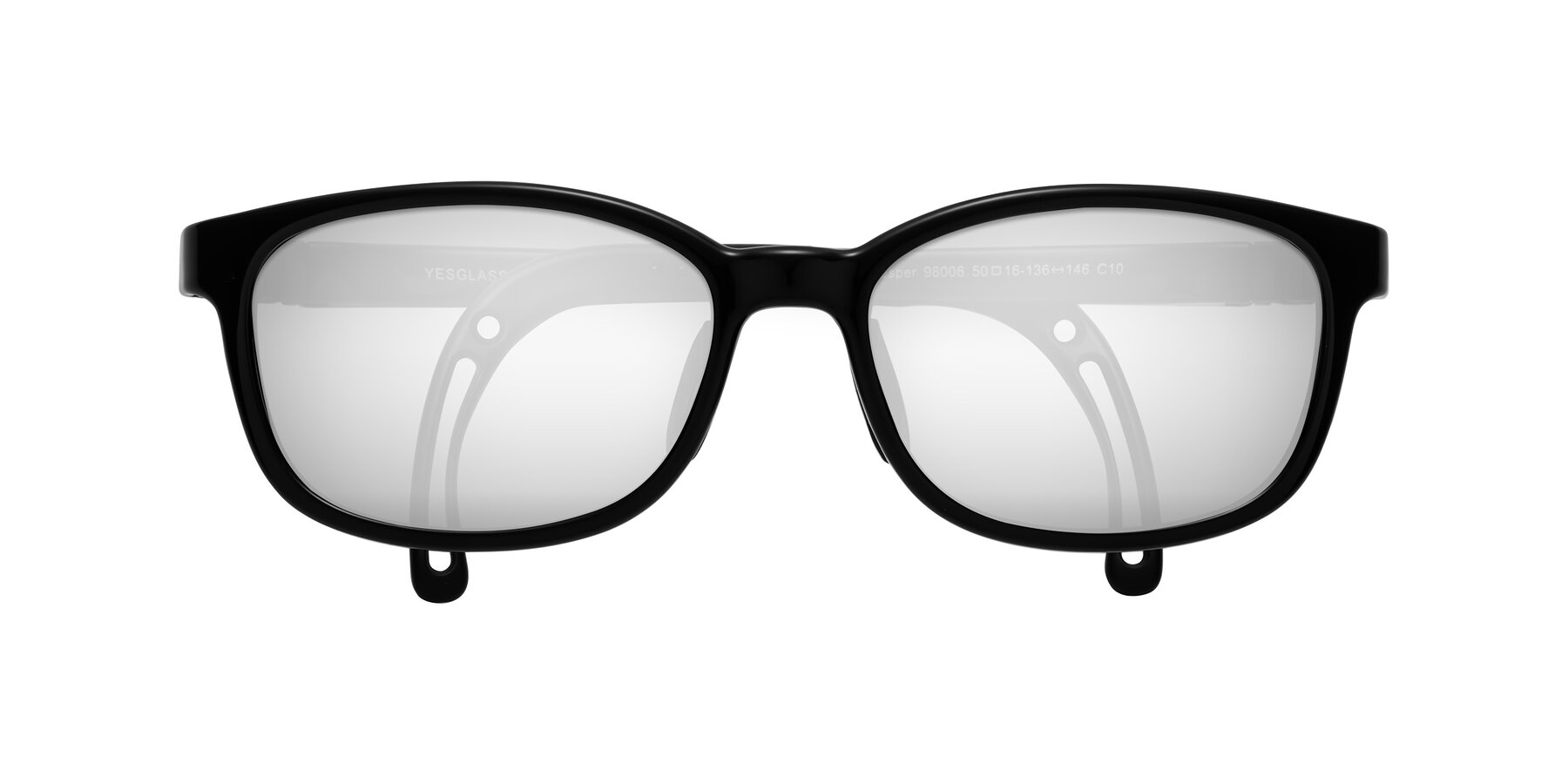 Folded Front of Hesper in Ninja Black with Silver Mirrored Lenses