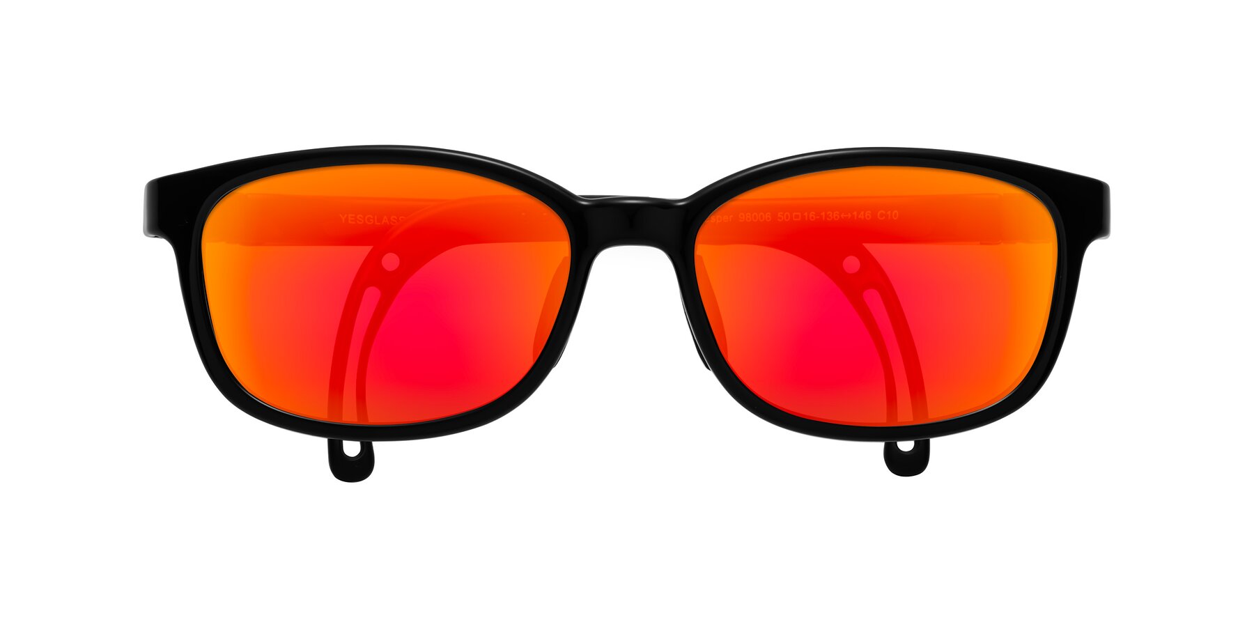 Folded Front of Hesper in Ninja Black with Red Gold Mirrored Lenses