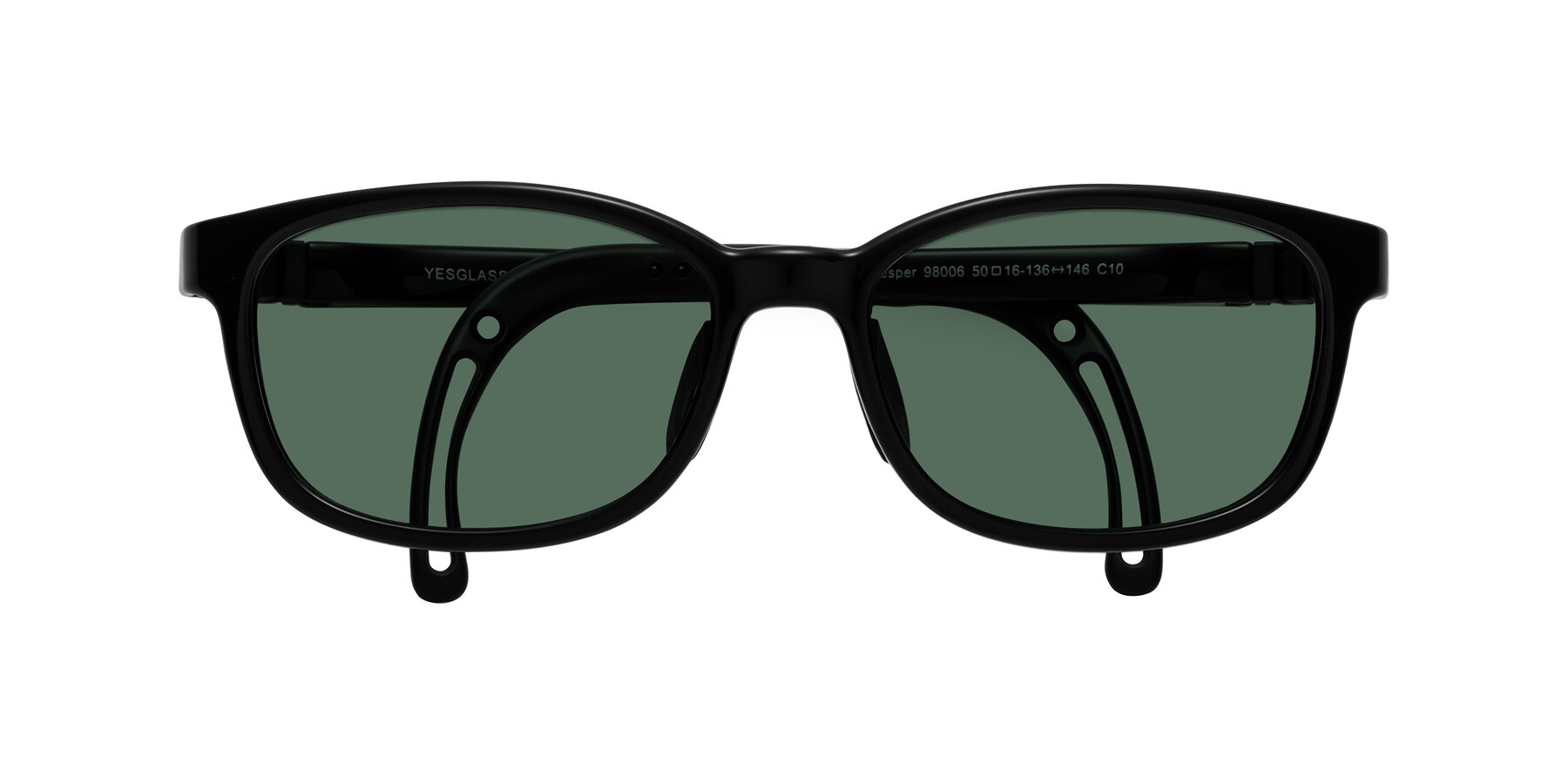 Folded Front of Hesper in Ninja Black with Green Polarized Lenses