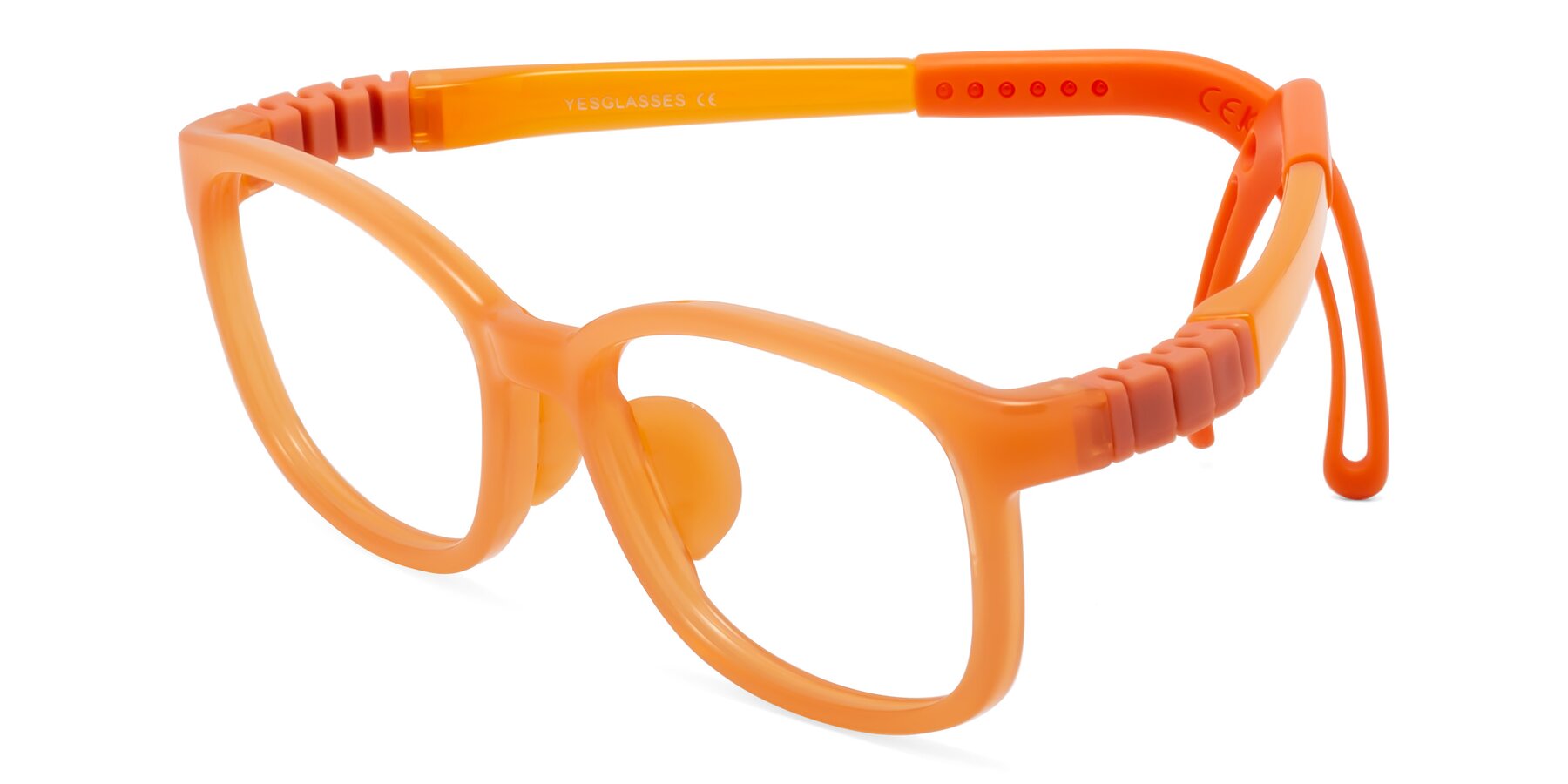 Angle of Hesper in Hunter Orange with Clear Blue Light Blocking Lenses