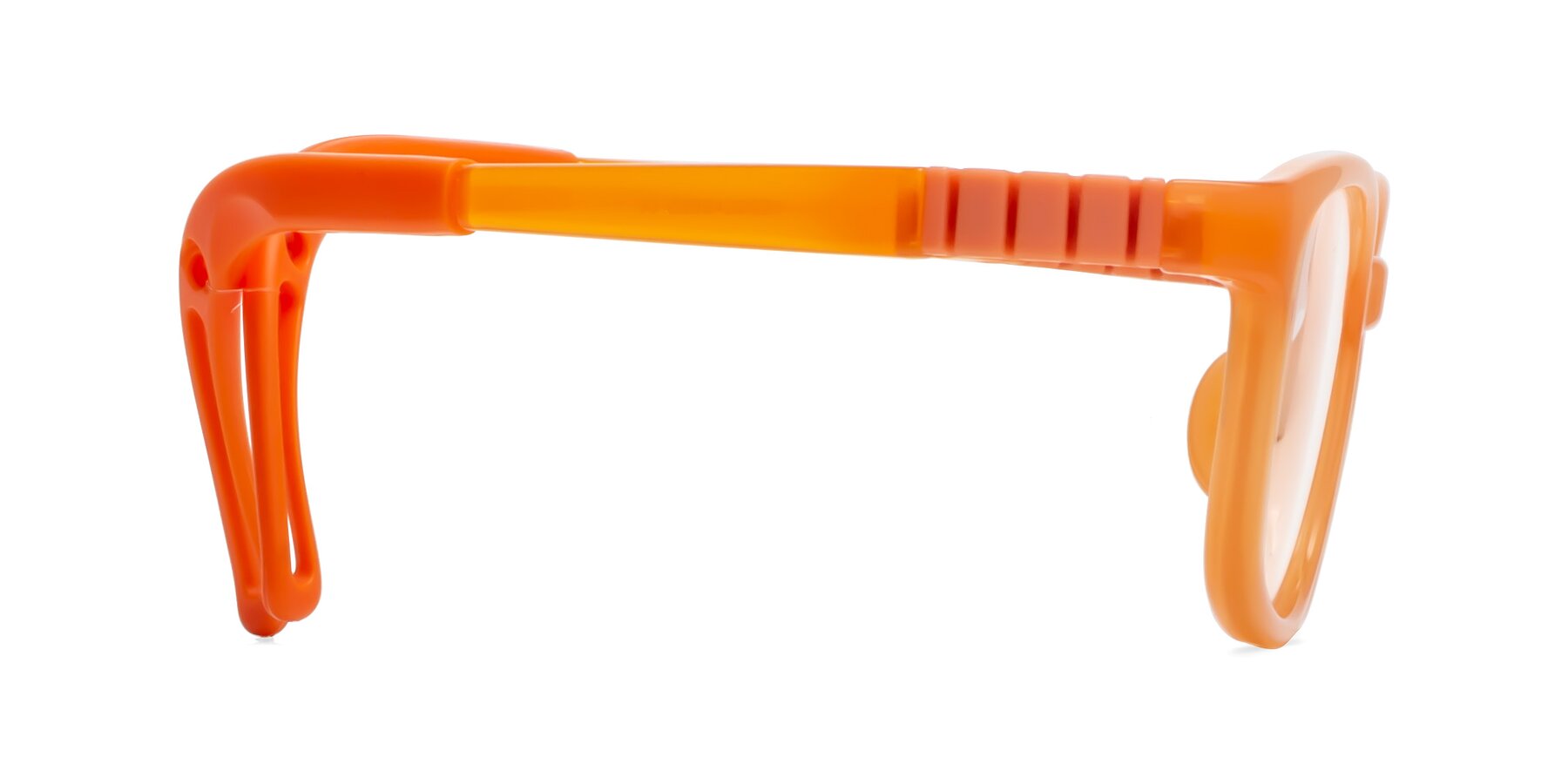 Side of Hesper in Hunter Orange with Clear Blue Light Blocking Lenses