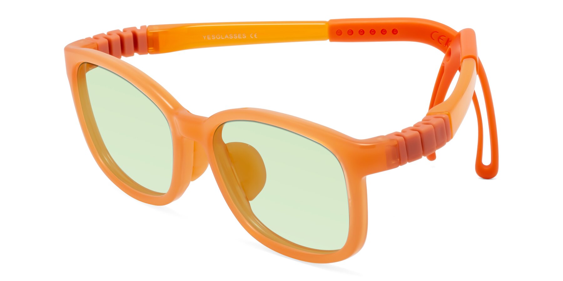 Angle of Hesper in Hunter Orange with Light Green Tinted Lenses