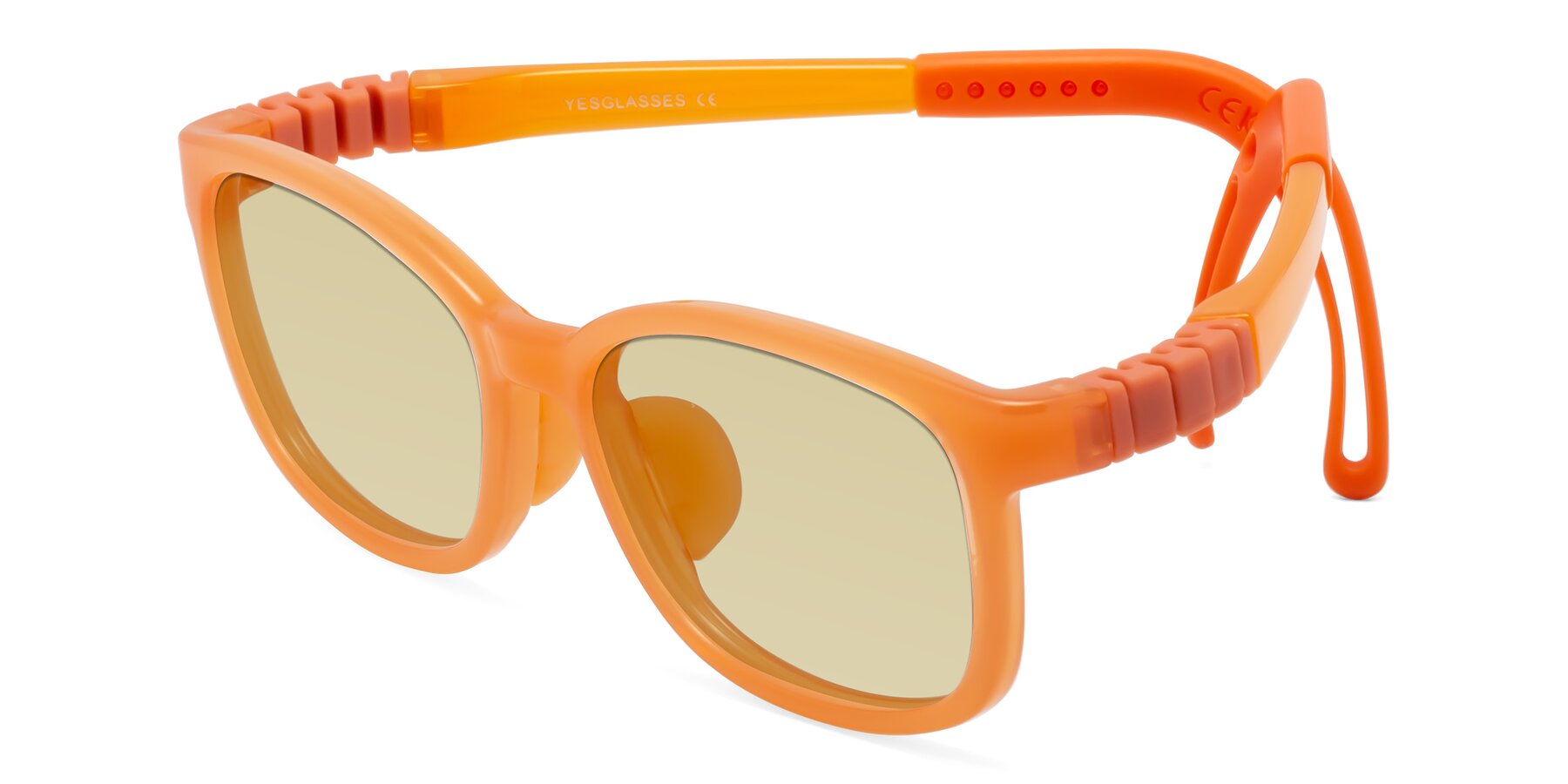 Angle of Hesper in Hunter Orange with Light Champagne Tinted Lenses