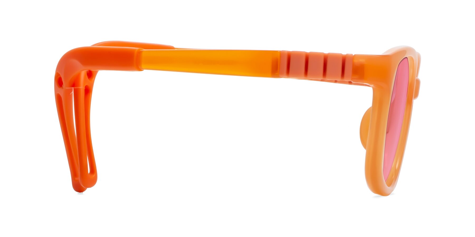 Side of Hesper in Hunter Orange with Pink Tinted Lenses