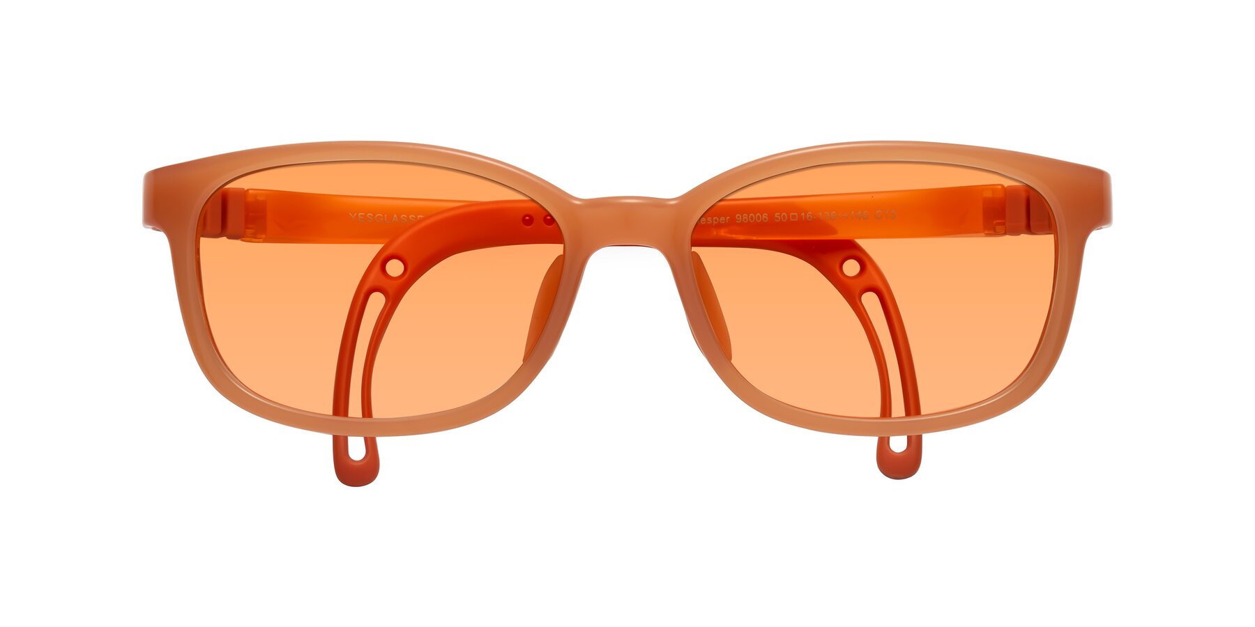 Folded Front of Hesper in Hunter Orange with Medium Orange Tinted Lenses