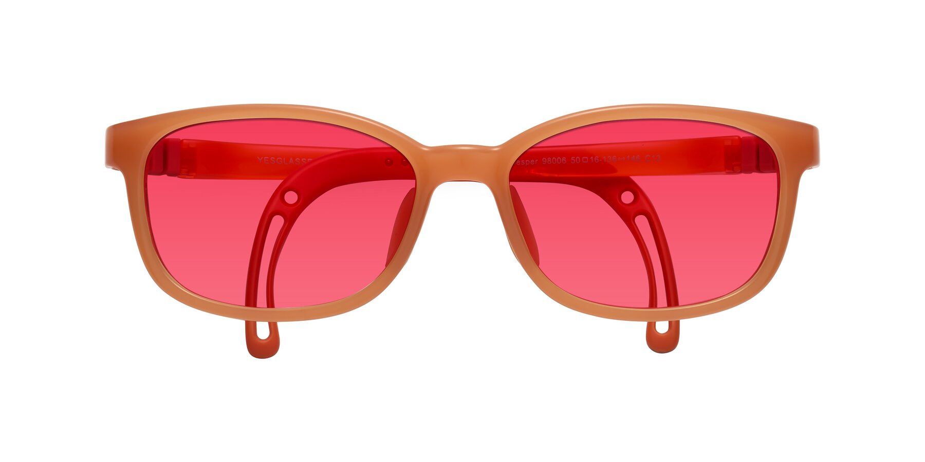 Folded Front of Hesper in Hunter Orange with Red Tinted Lenses