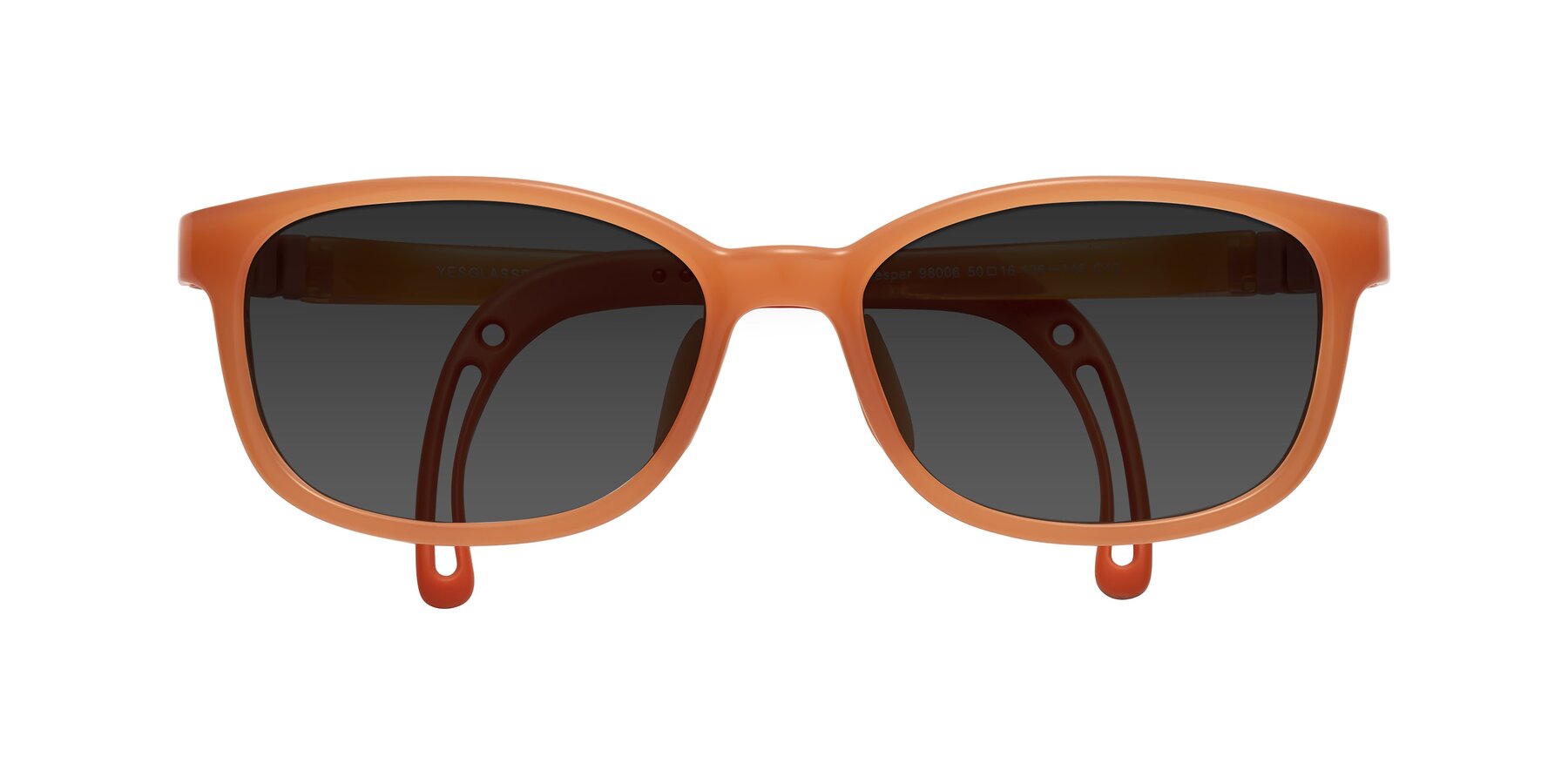 Folded Front of Hesper in Hunter Orange with Gray Tinted Lenses