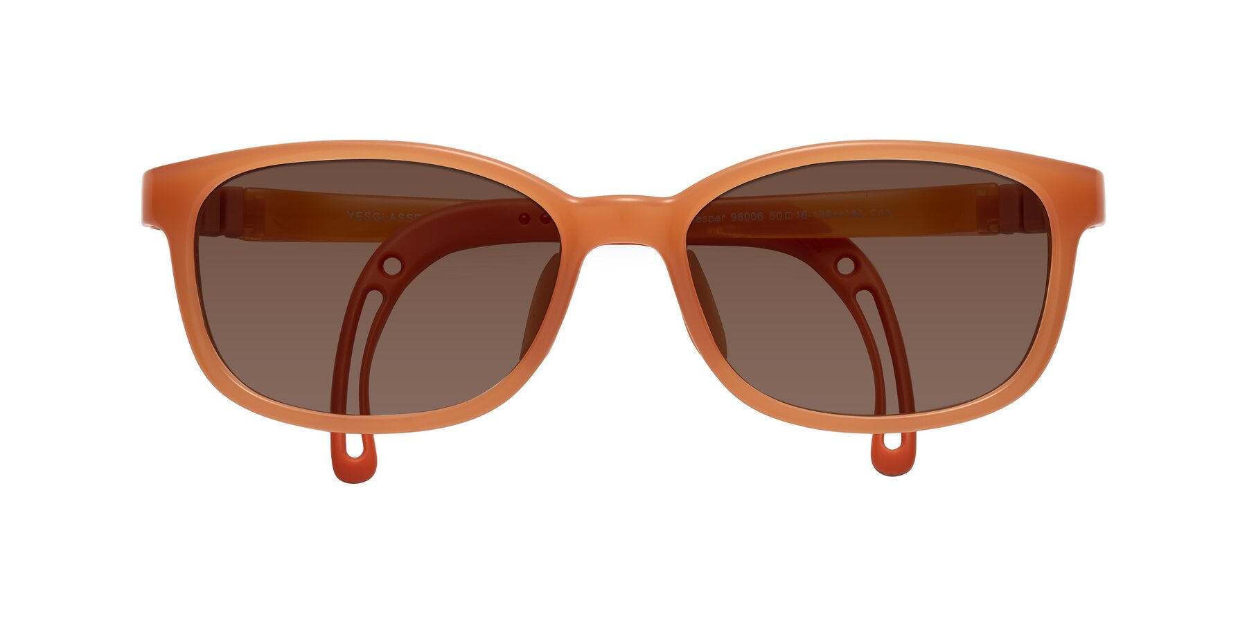 Folded Front of Hesper in Hunter Orange with Brown Tinted Lenses