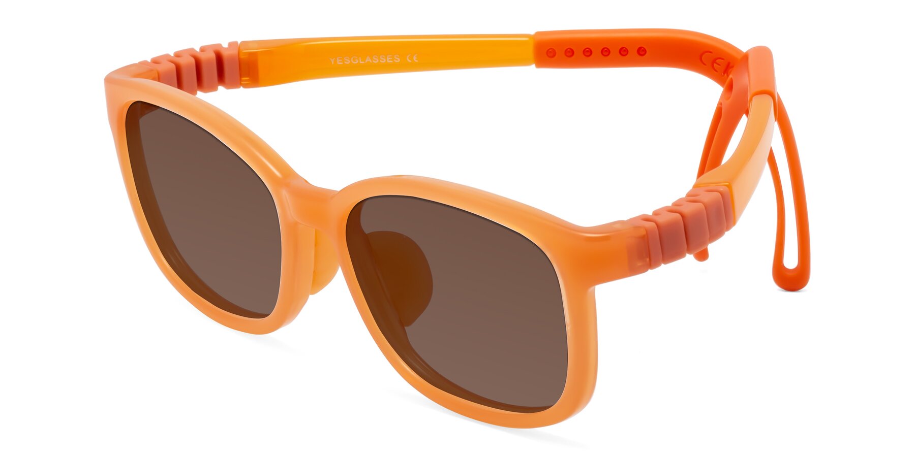 Angle of Hesper in Hunter Orange with Brown Tinted Lenses