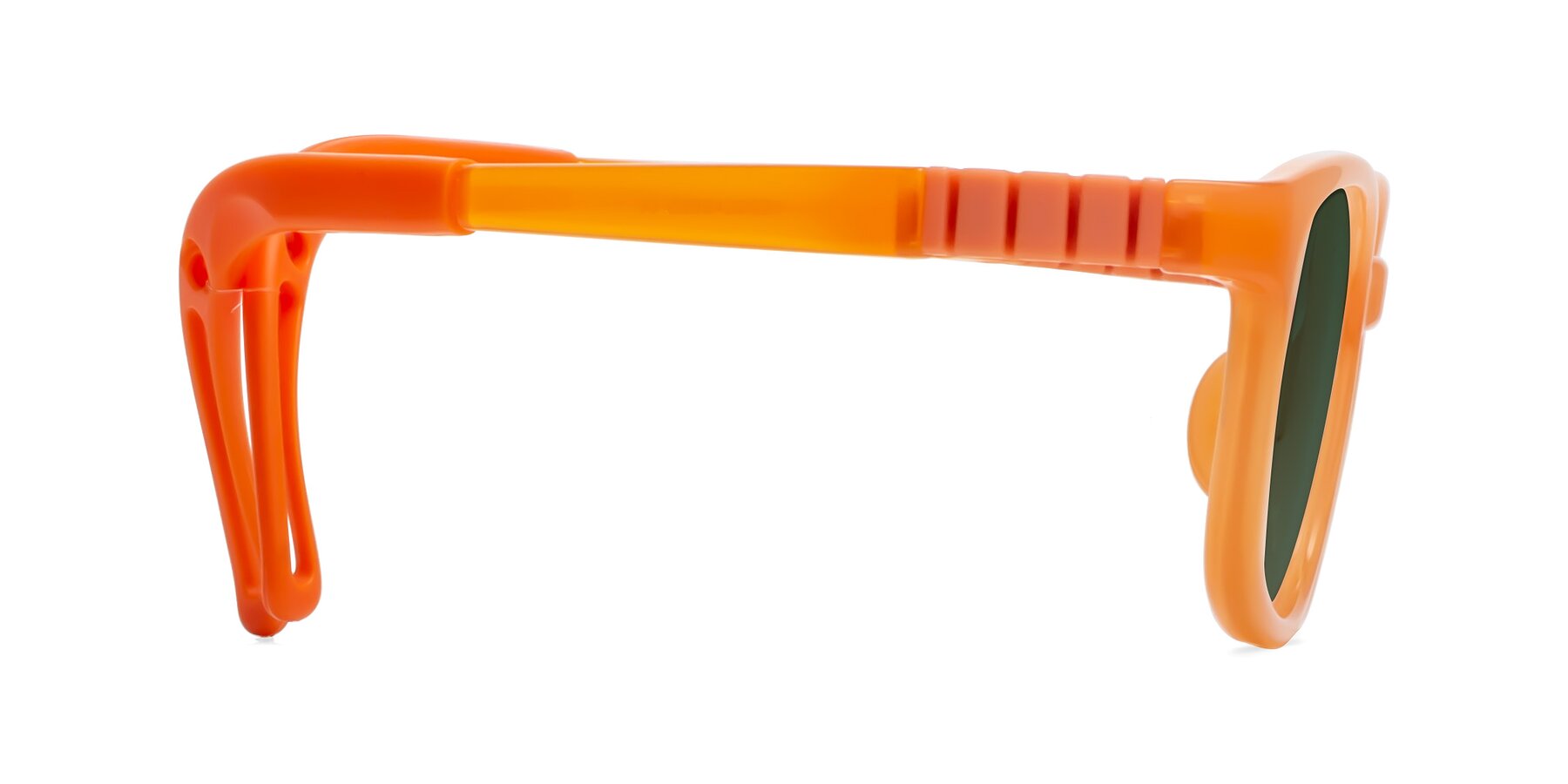 Side of Hesper in Hunter Orange with Green Tinted Lenses