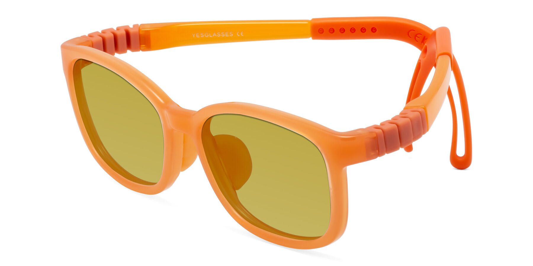 Angle of Hesper in Hunter Orange with Champagne Tinted Lenses