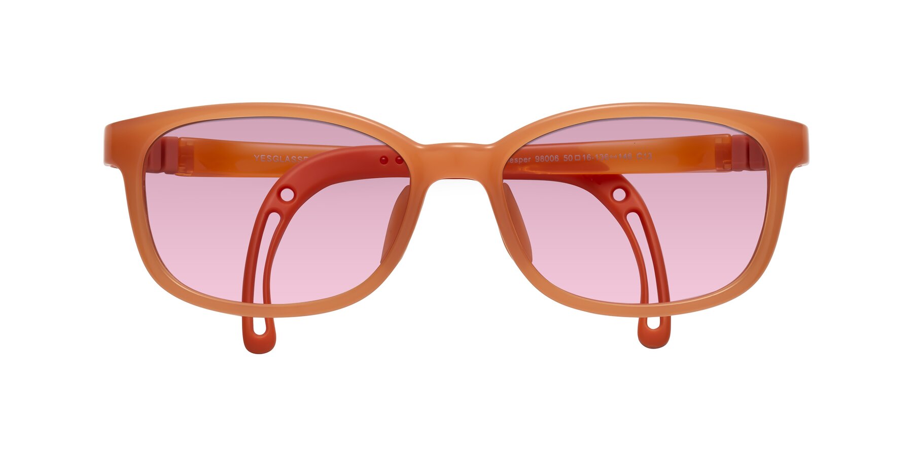 Folded Front of Hesper in Hunter Orange with Light Wine Tinted Lenses