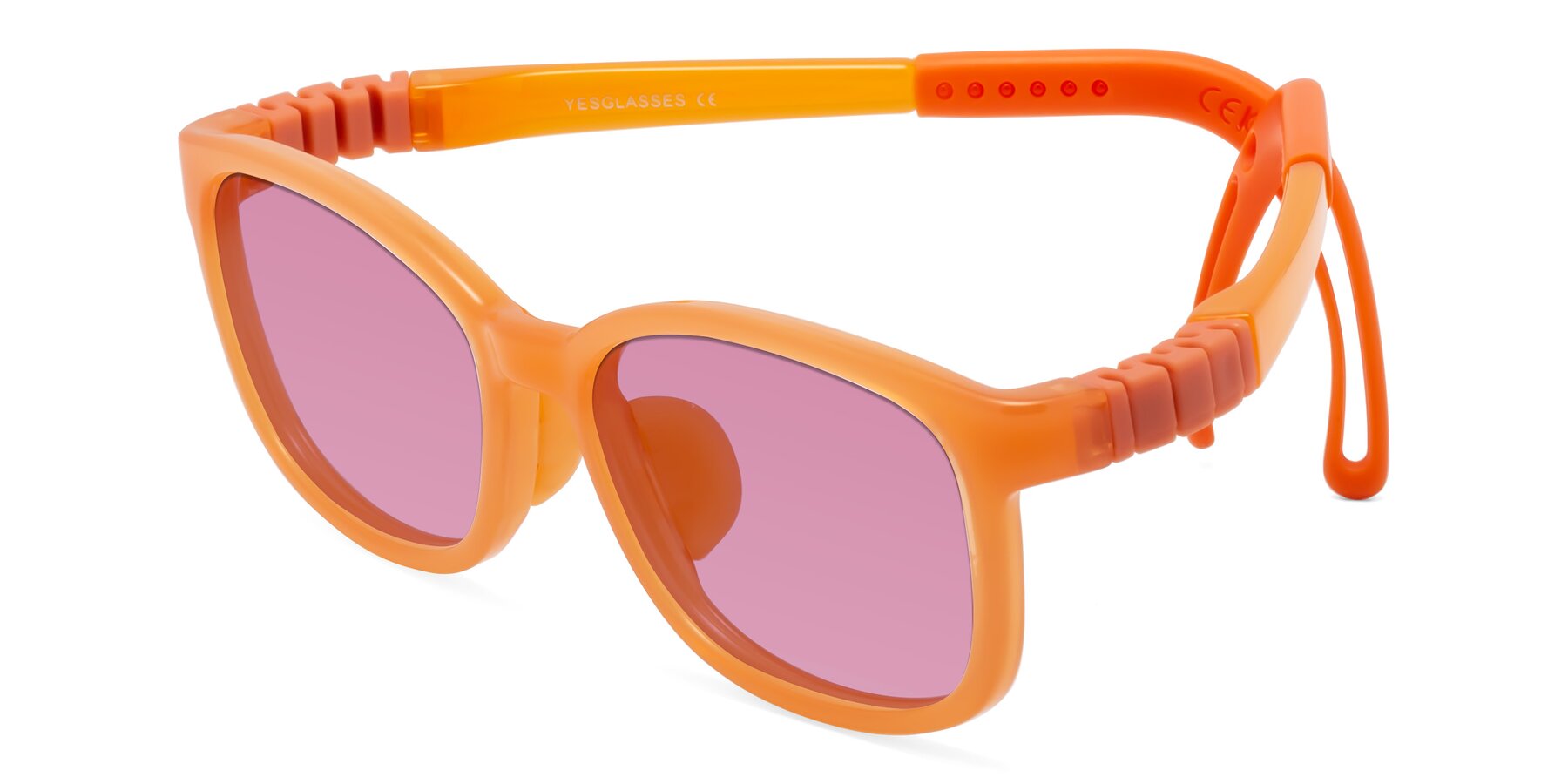 Angle of Hesper in Hunter Orange with Medium Wine Tinted Lenses