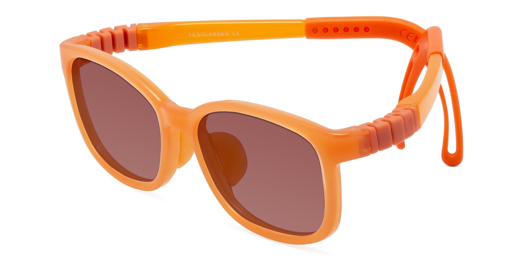 Angle of Hesper in Hunter Orange with Garnet Tinted Lenses