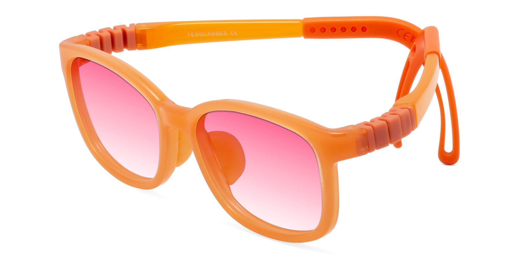 Angle of Hesper in Hunter Orange with Pink Gradient Lenses