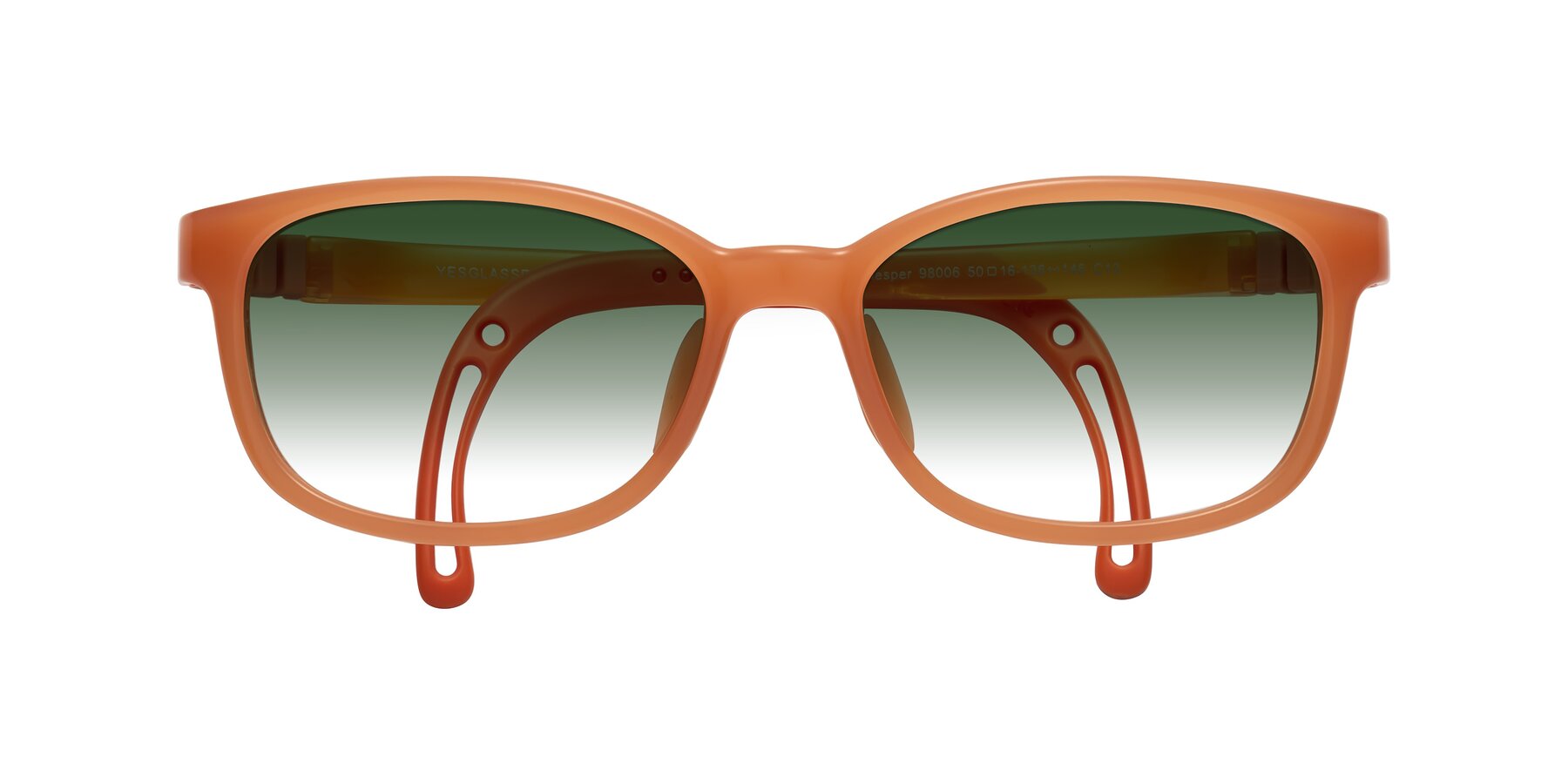 Folded Front of Hesper in Hunter Orange with Green Gradient Lenses