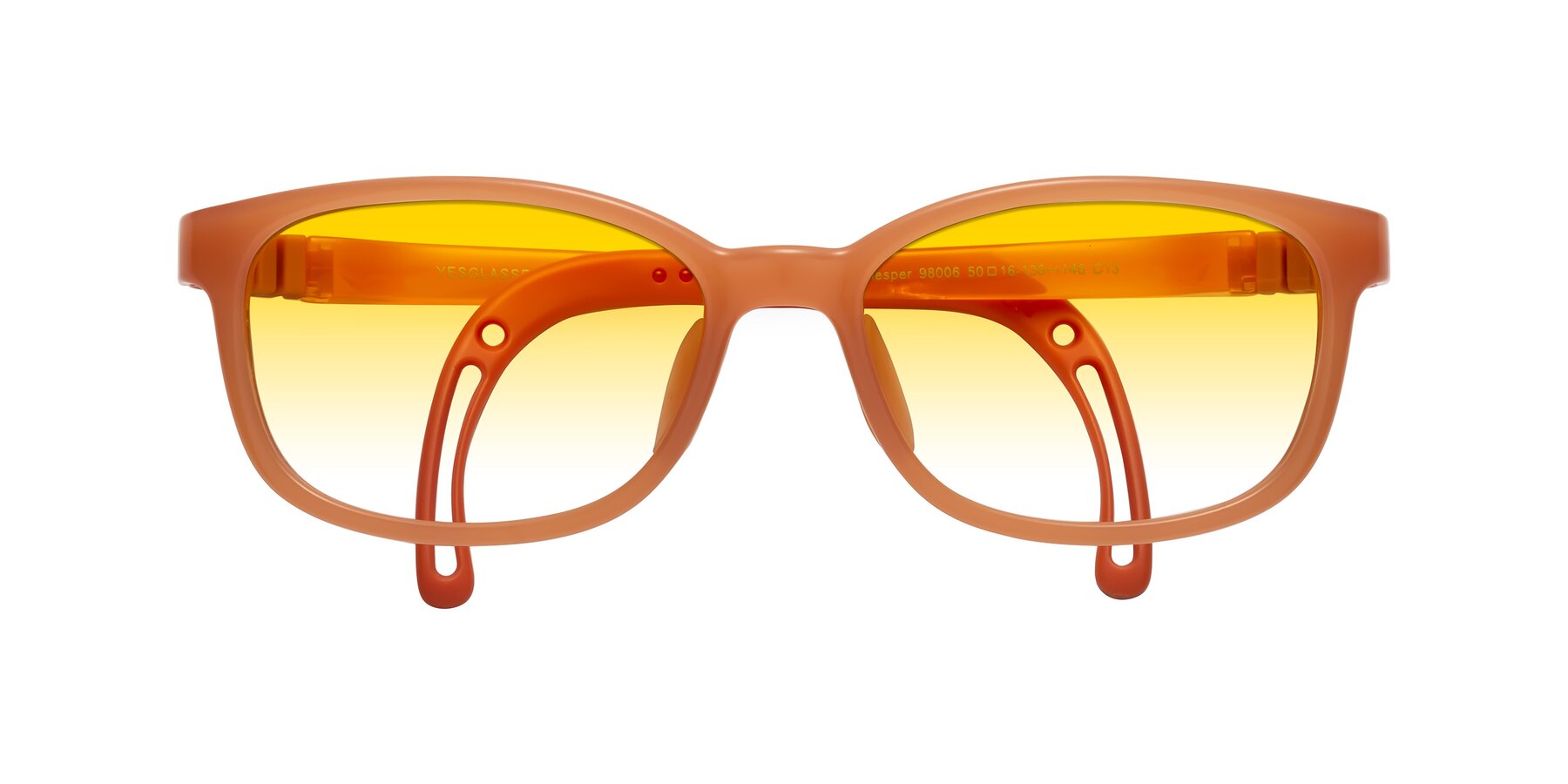 Folded Front of Hesper in Hunter Orange with Yellow Gradient Lenses