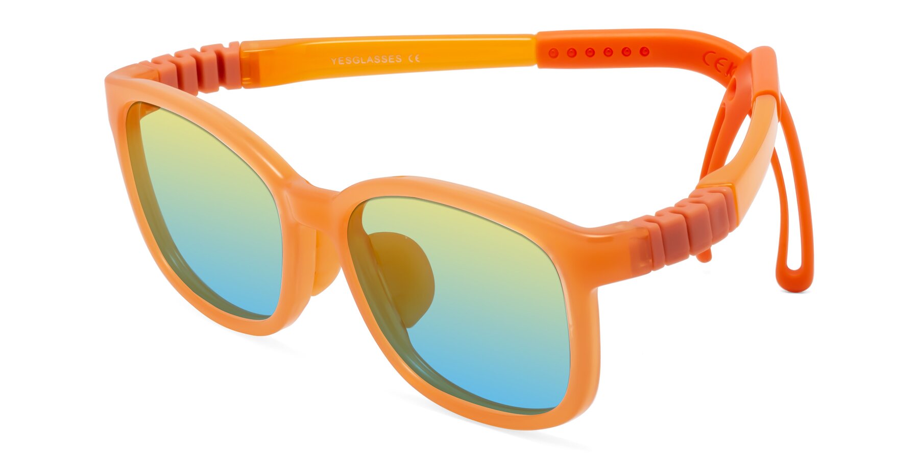 Angle of Hesper in Hunter Orange with Yellow / Blue Gradient Lenses