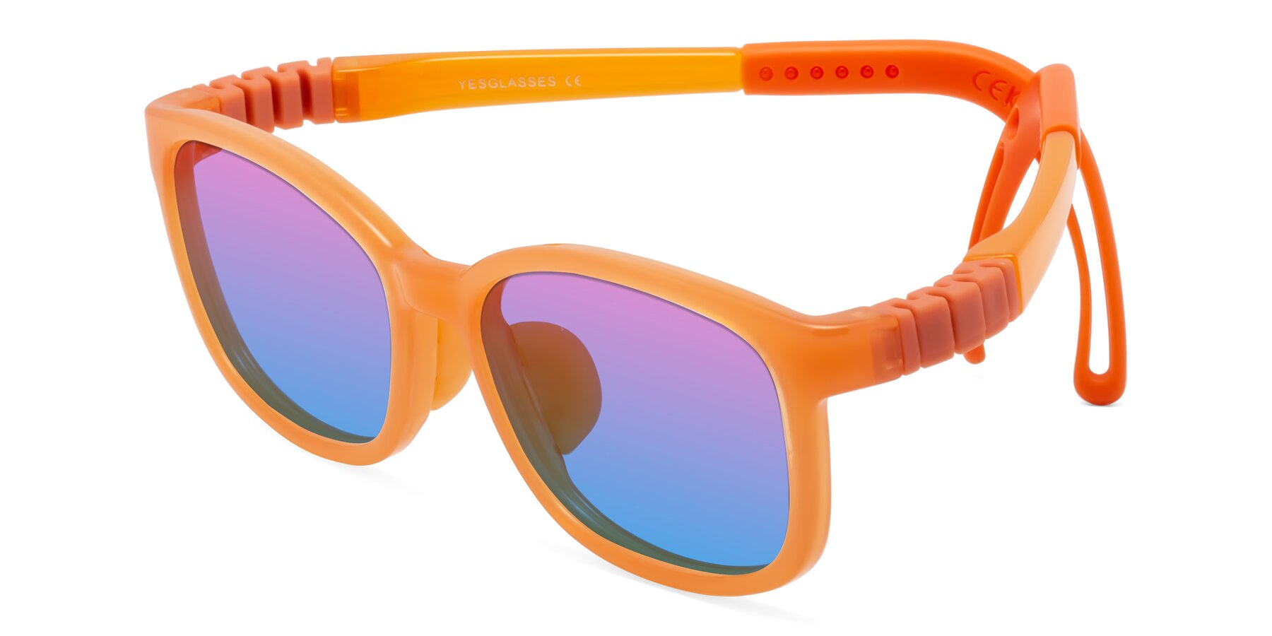 Angle of Hesper in Hunter Orange with Pink / Blue Gradient Lenses