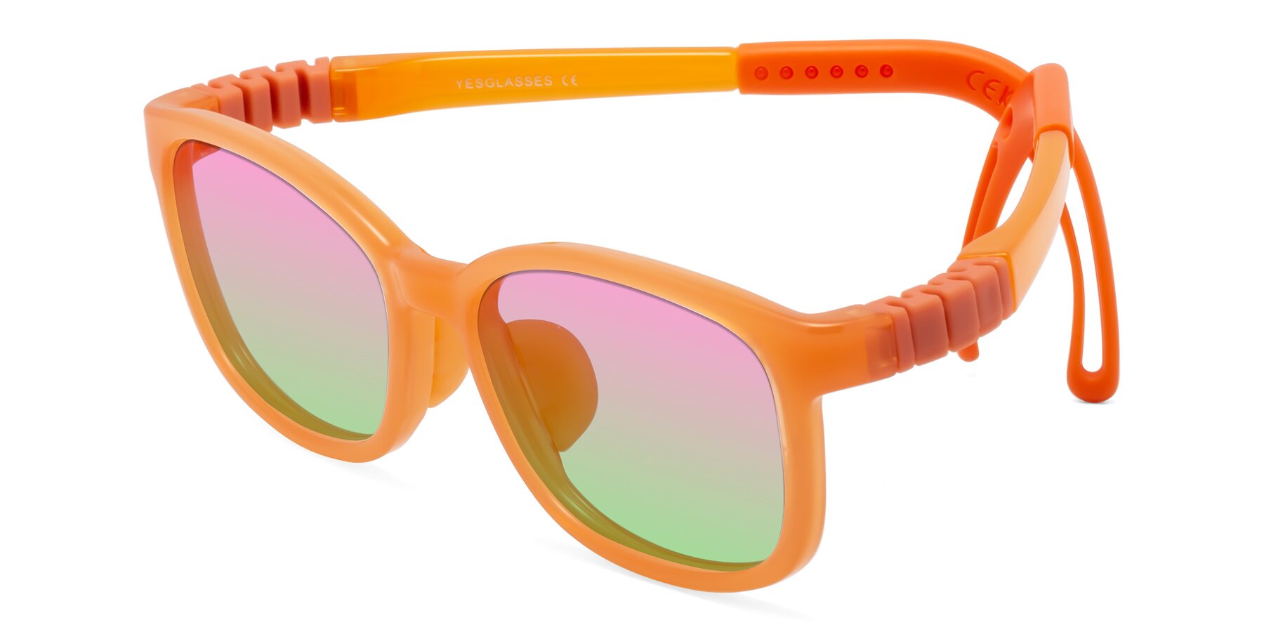 Angle of Hesper in Hunter Orange with Pink / Green Gradient Lenses