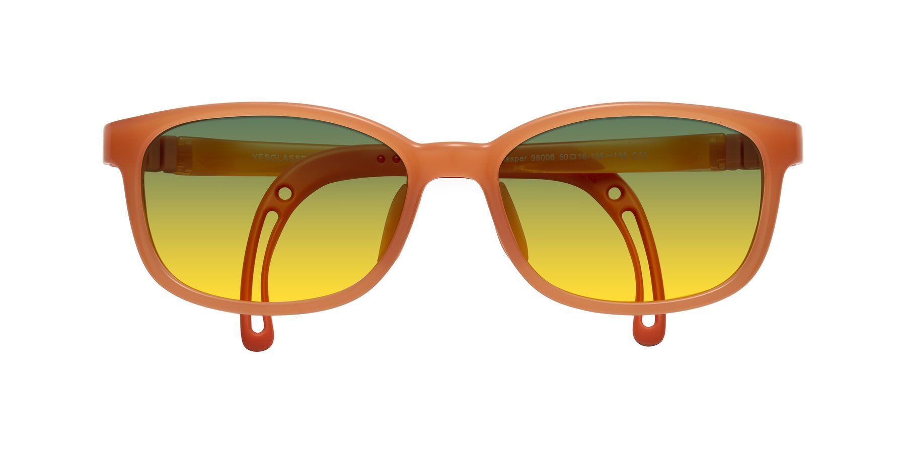 Folded Front of Hesper in Hunter Orange with Green / Yellow Gradient Lenses