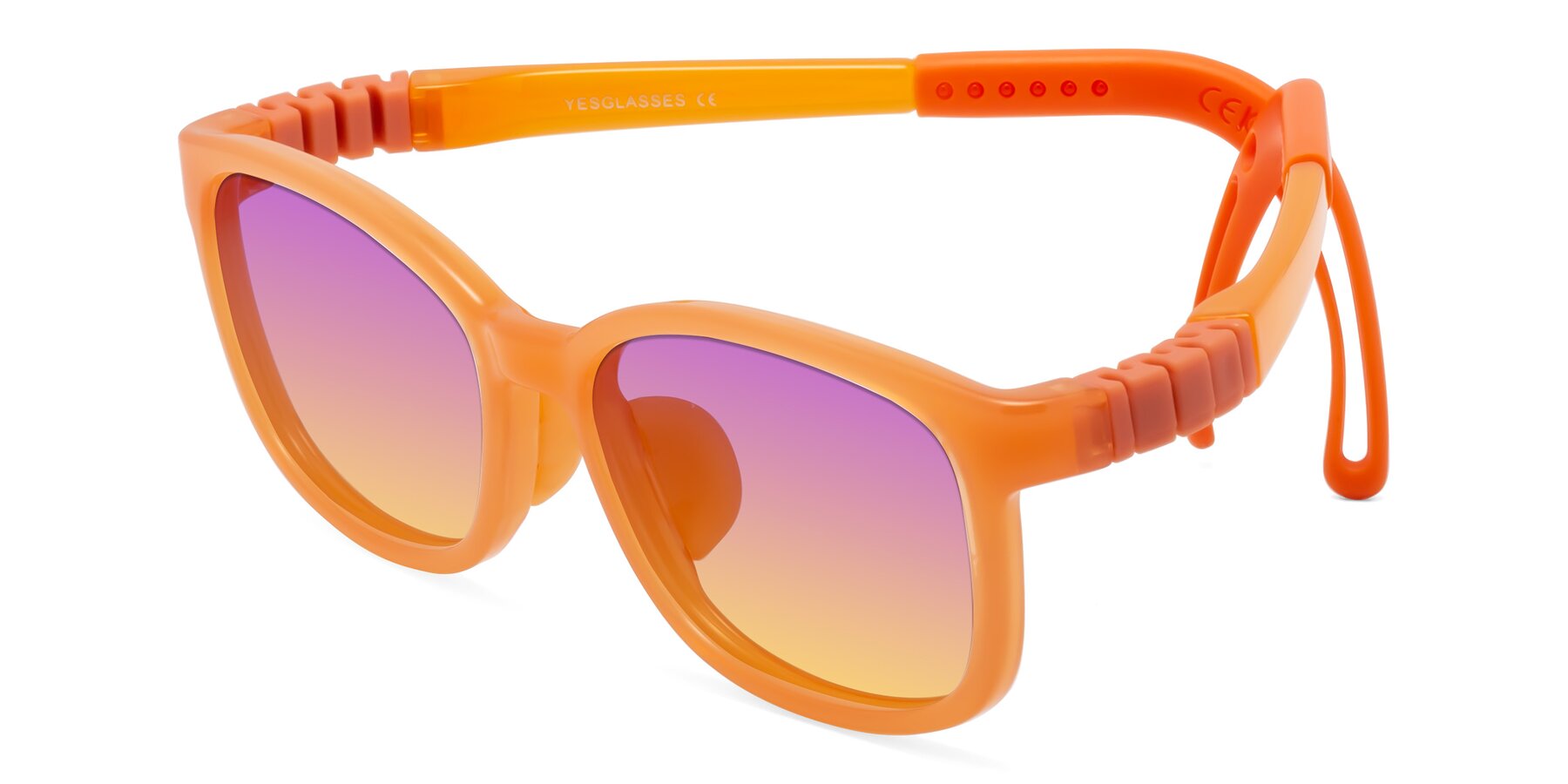 Angle of Hesper in Hunter Orange with Purple / Yellow Gradient Lenses