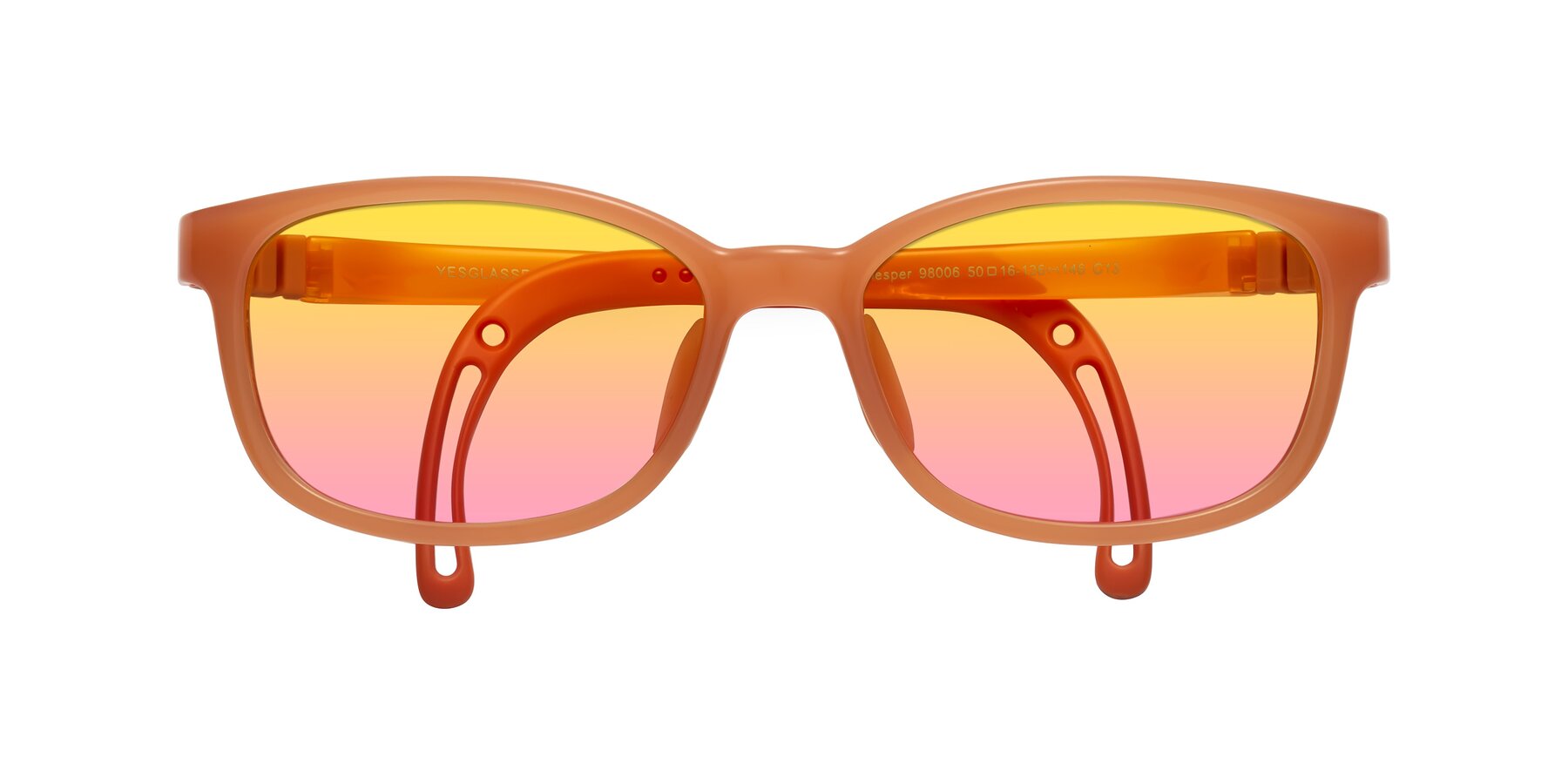 Folded Front of Hesper in Hunter Orange with Yellow / Pink Gradient Lenses