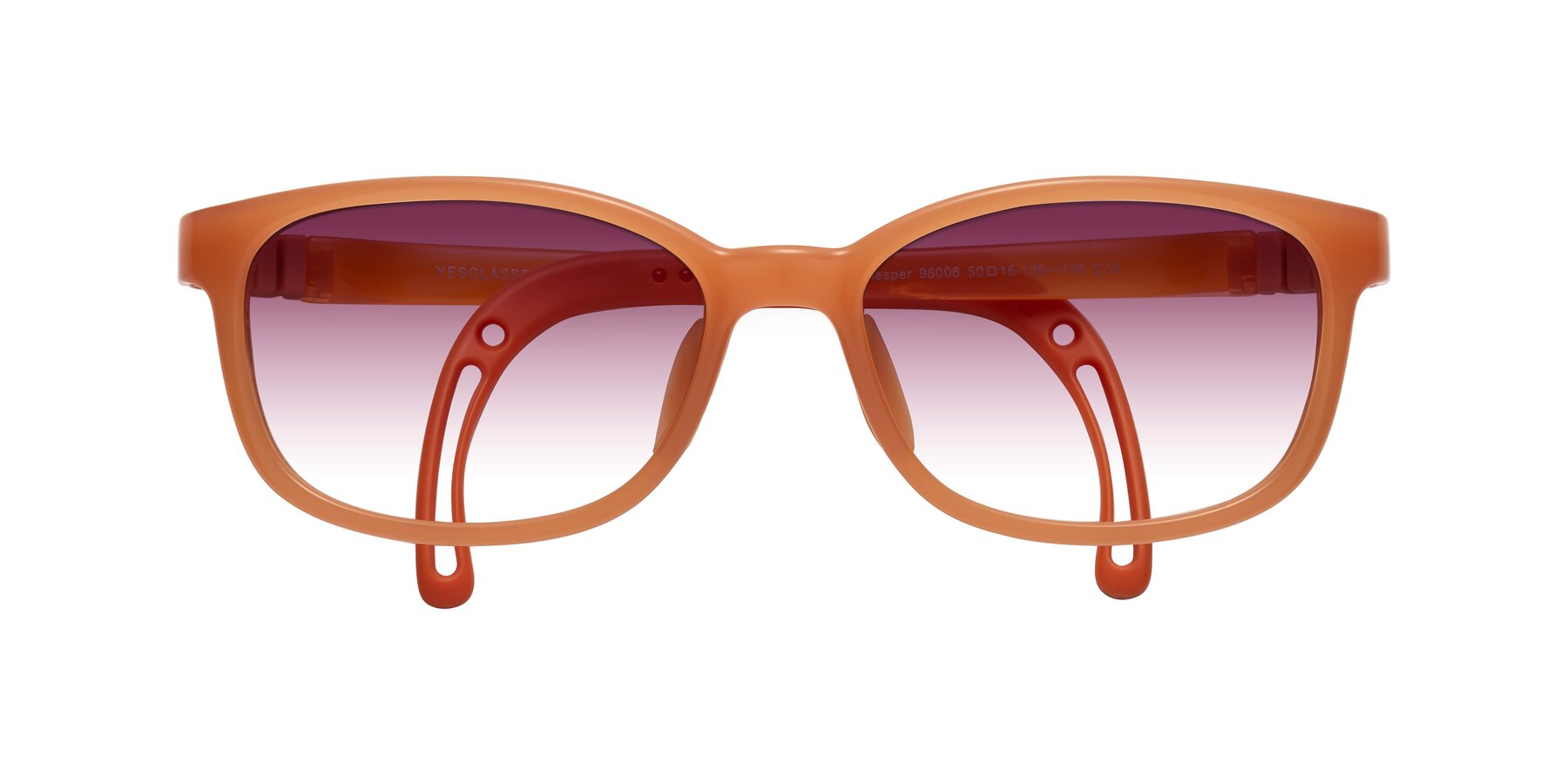 Folded Front of Hesper in Hunter Orange with Wine Gradient Lenses