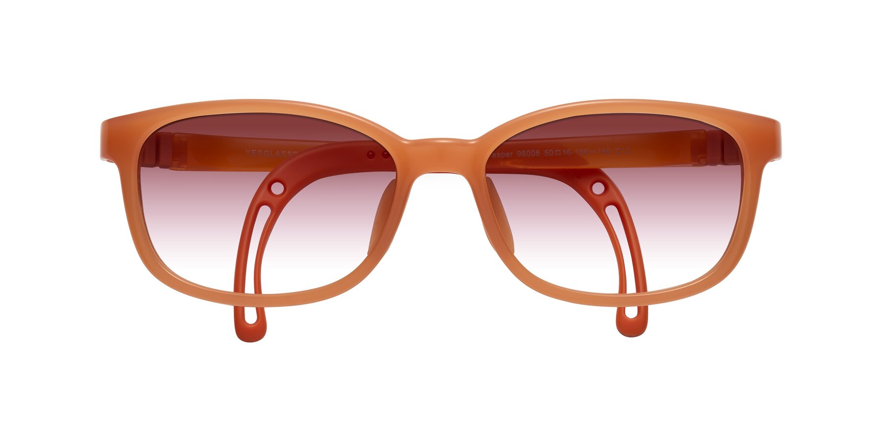 Folded Front of Hesper in Hunter Orange with Garnet Gradient Lenses