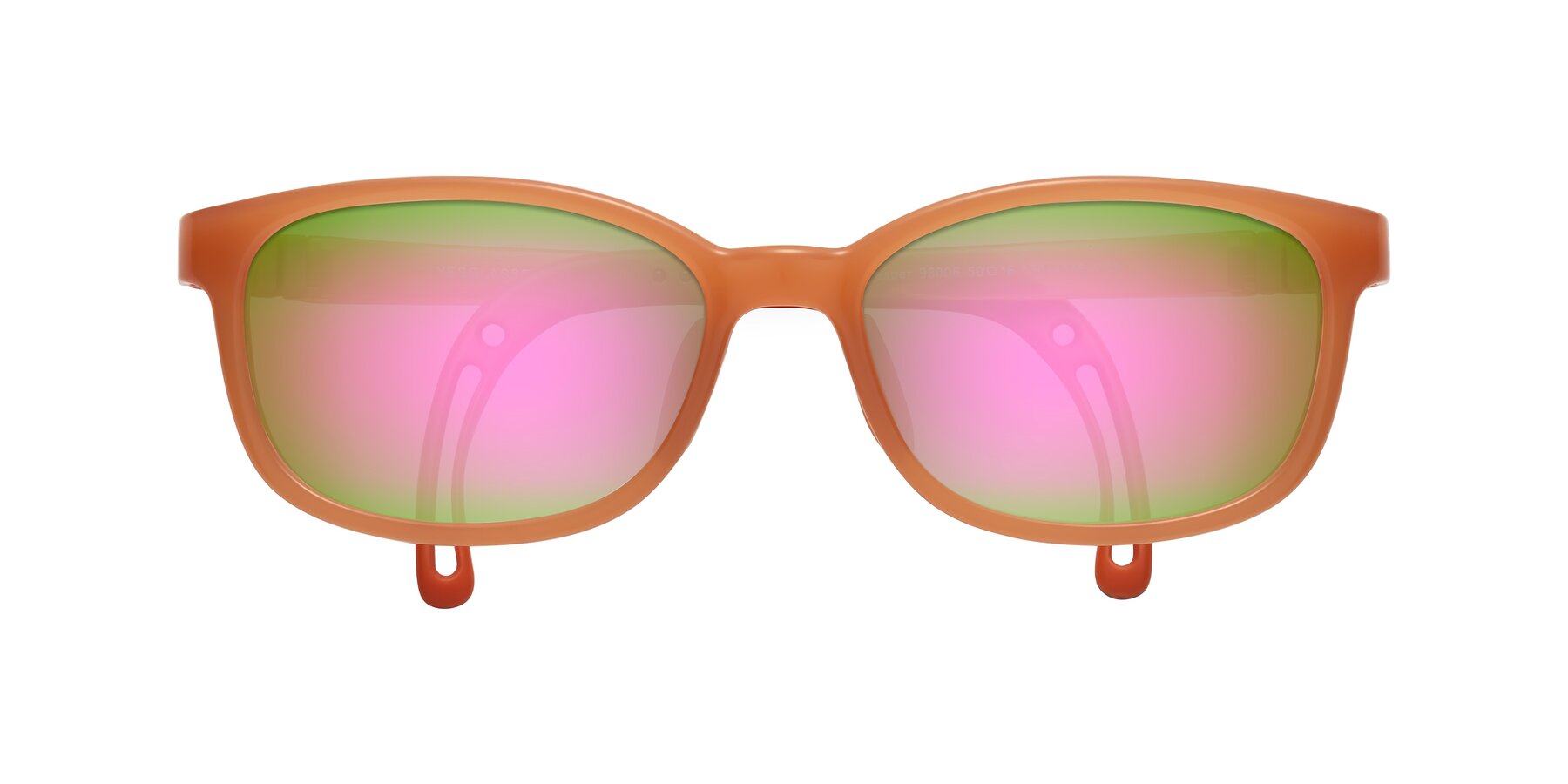 Folded Front of Hesper in Hunter Orange with Pink Mirrored Lenses