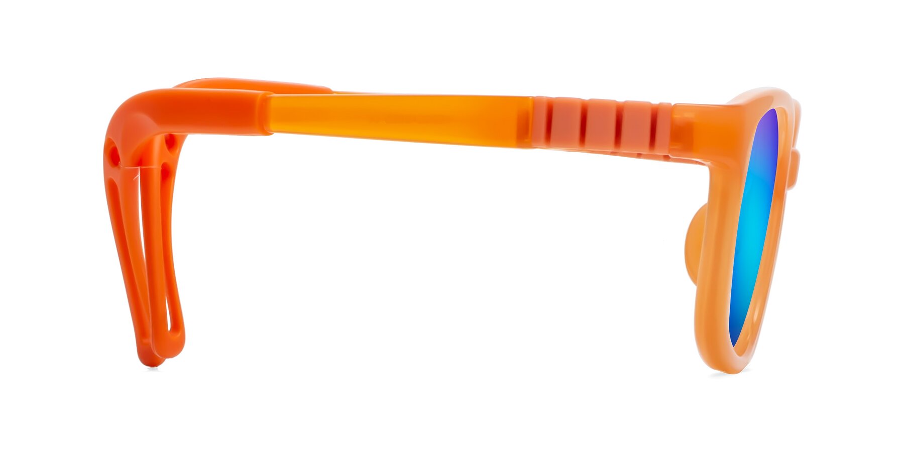 Side of Hesper in Hunter Orange with Blue Mirrored Lenses