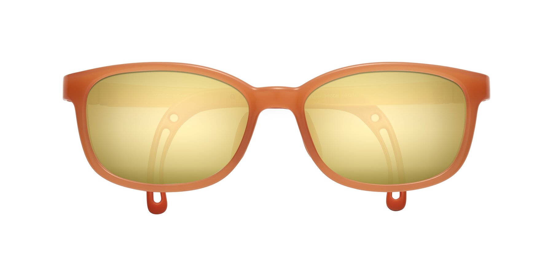 Folded Front of Hesper in Hunter Orange with Gold Mirrored Lenses