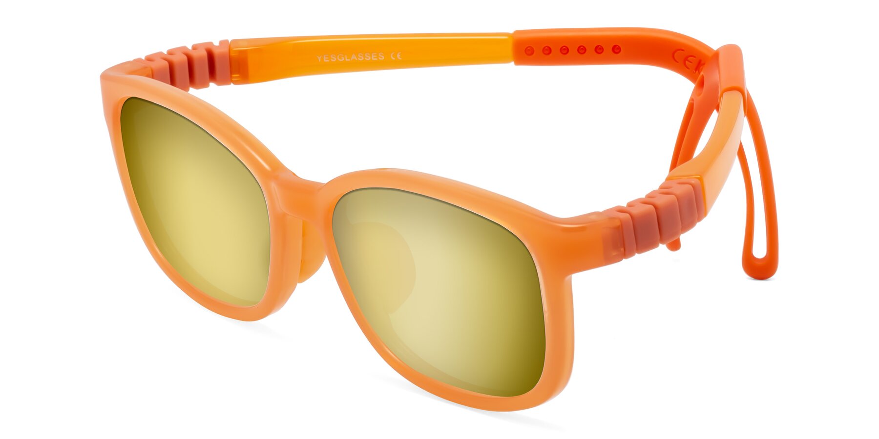 Angle of Hesper in Hunter Orange with Gold Mirrored Lenses