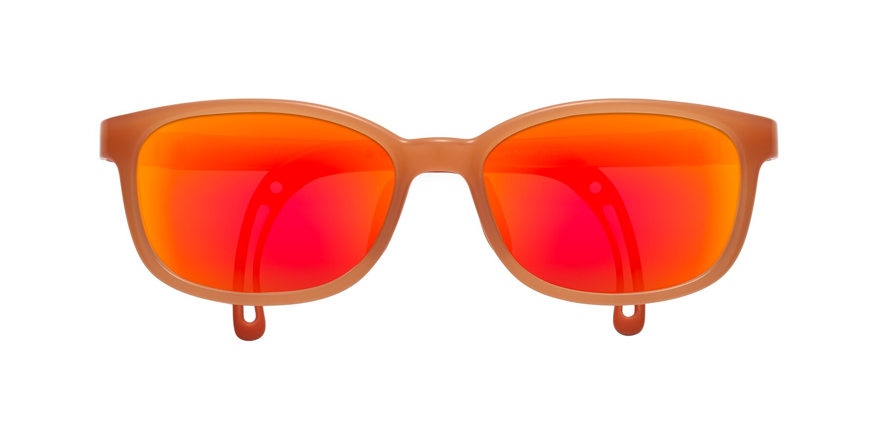 Folded Front of Hesper in Hunter Orange with Red Gold Mirrored Lenses