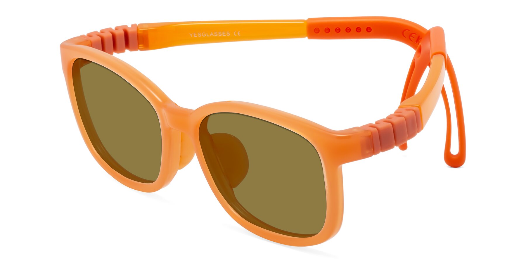 Angle of Hesper in Hunter Orange with Brown Polarized Lenses