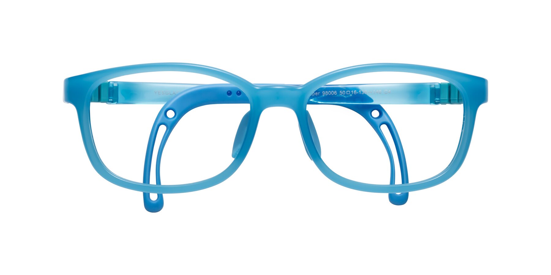 Folded Front of Hesper in Pilot Blue with Clear Eyeglass Lenses