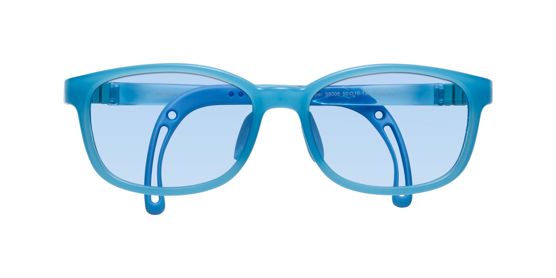 Folded Front of Hesper in Pilot Blue with Light Blue Tinted Lenses