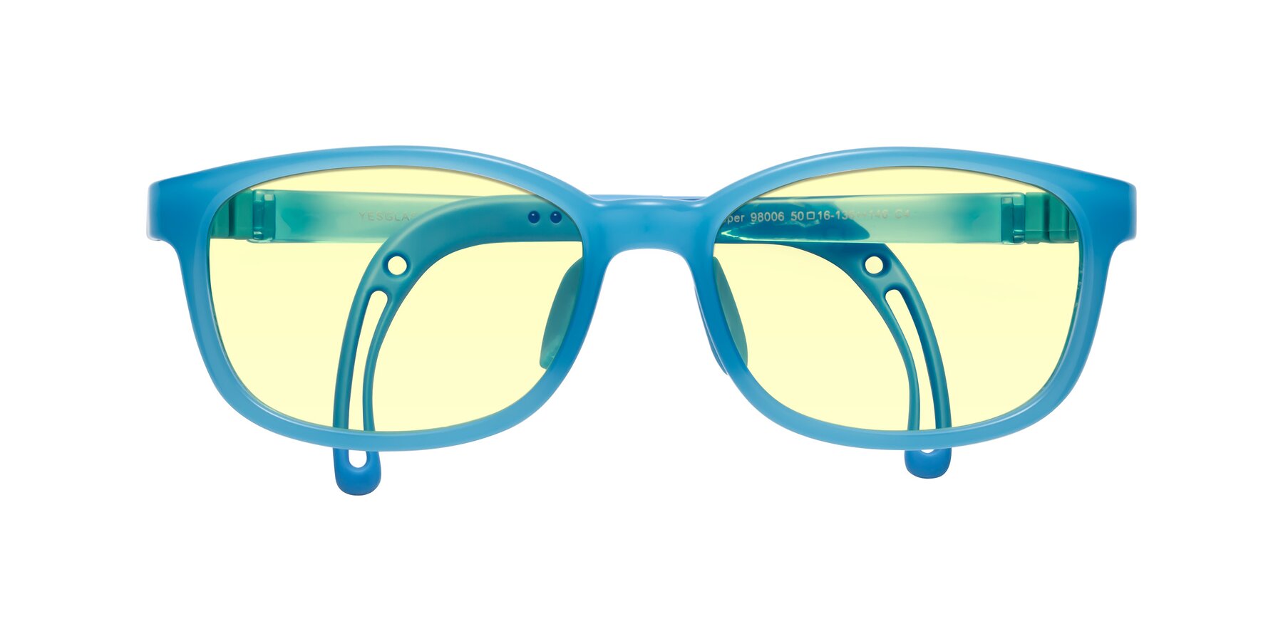 Folded Front of Hesper in Pilot Blue with Light Yellow Tinted Lenses