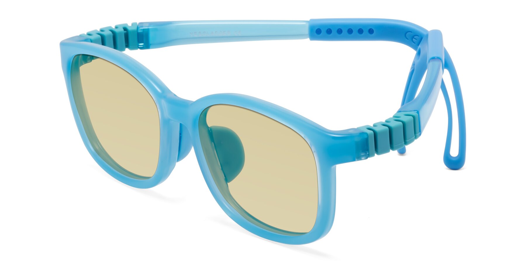 Angle of Hesper in Pilot Blue with Light Champagne Tinted Lenses