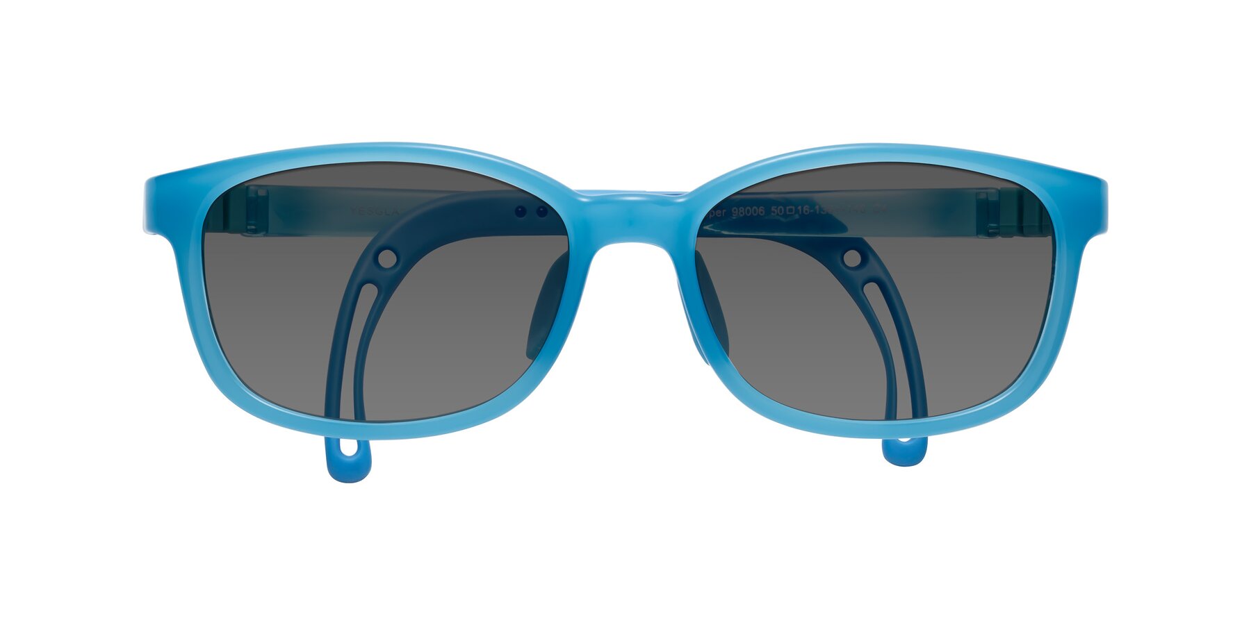 Folded Front of Hesper in Pilot Blue with Medium Gray Tinted Lenses