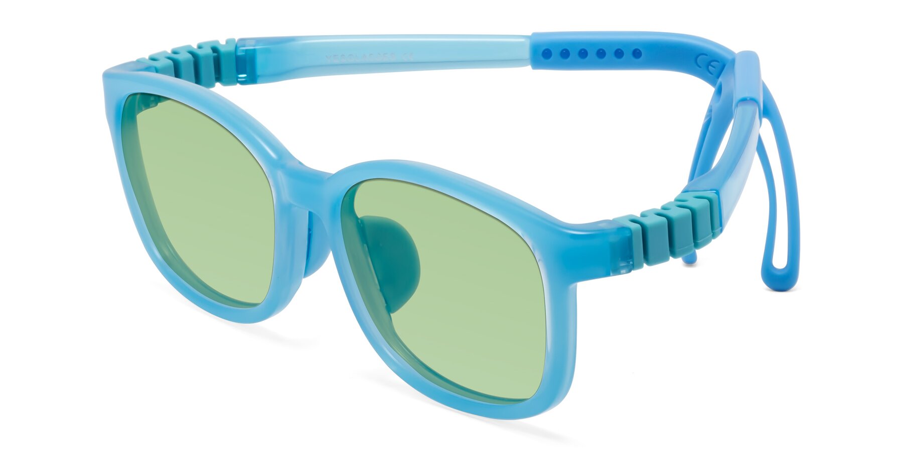 Angle of Hesper in Pilot Blue with Medium Green Tinted Lenses