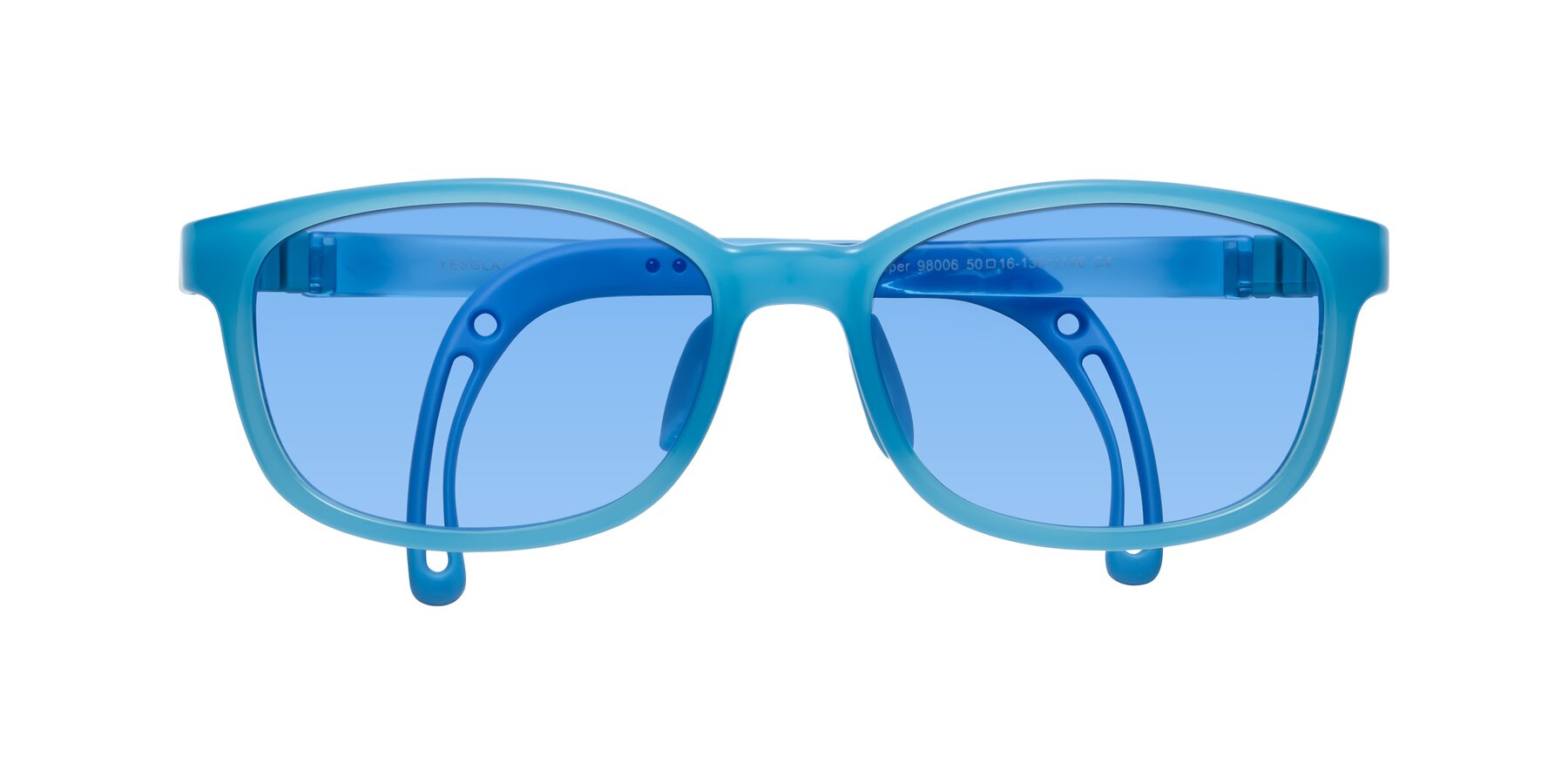 Folded Front of Hesper in Pilot Blue with Medium Blue Tinted Lenses