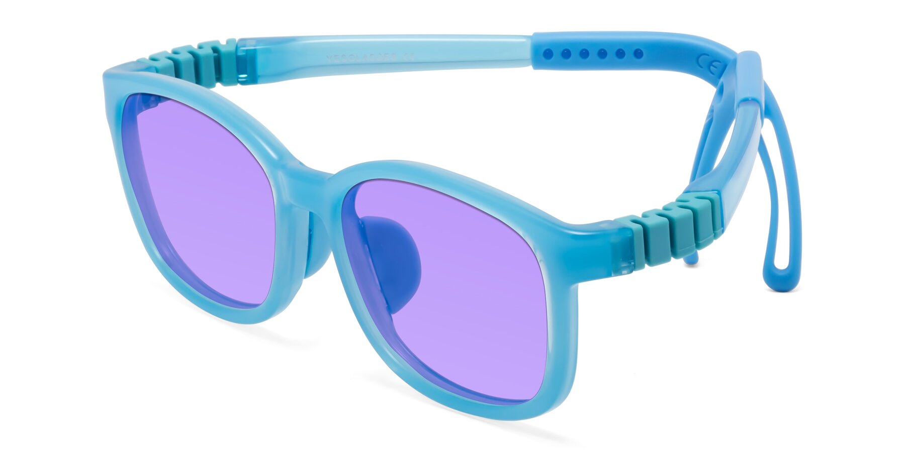 Angle of Hesper in Pilot Blue with Medium Purple Tinted Lenses