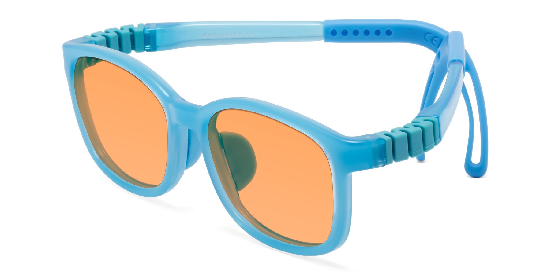 Angle of Hesper in Pilot Blue with Medium Orange Tinted Lenses