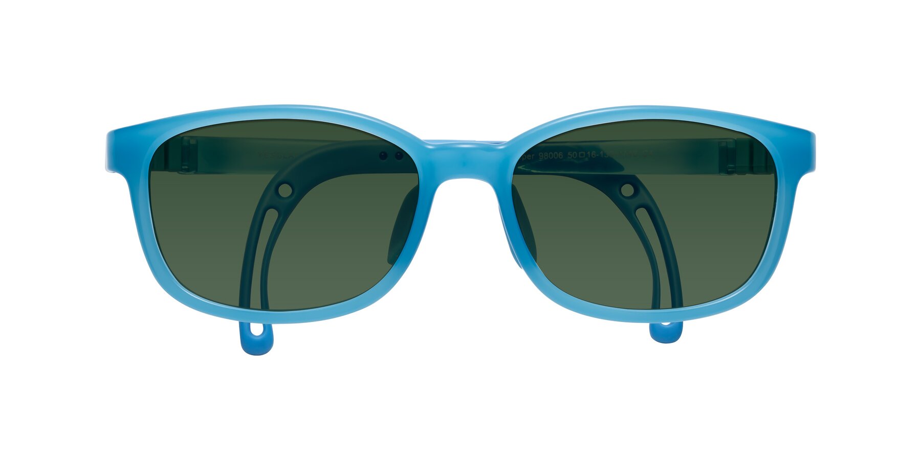 Folded Front of Hesper in Pilot Blue with Green Tinted Lenses