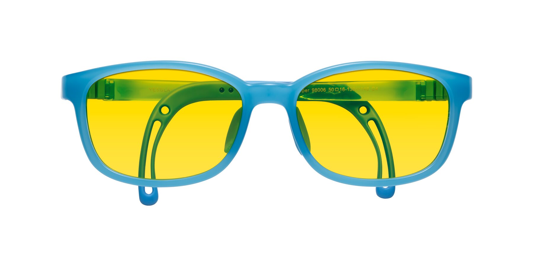 Folded Front of Hesper in Pilot Blue with Yellow Tinted Lenses